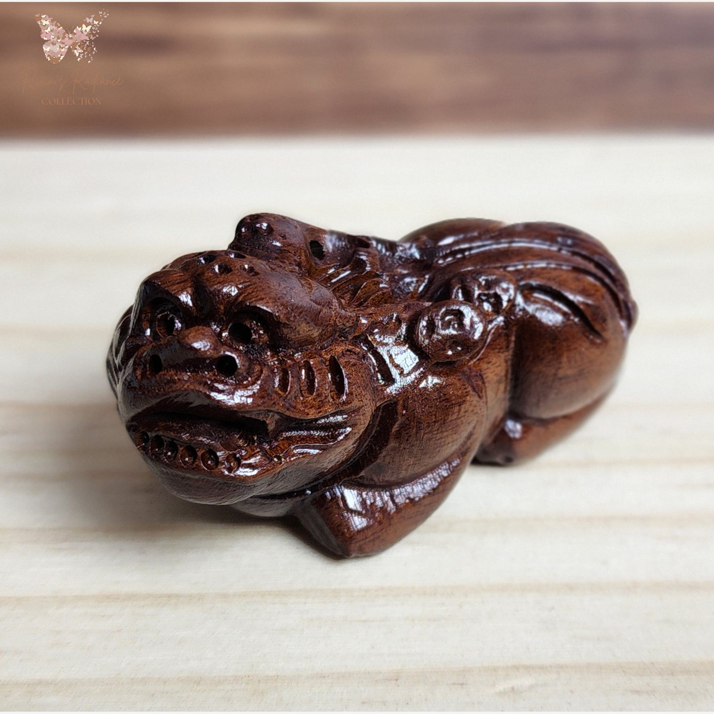 Ruxin's Radiance Collection-Hand Carved Rosewood Pixiu Feng Shui Wealth Guardian Decor | Patung Pixiu Kayu Rosewood Pembawa Rezeki Feng Shui