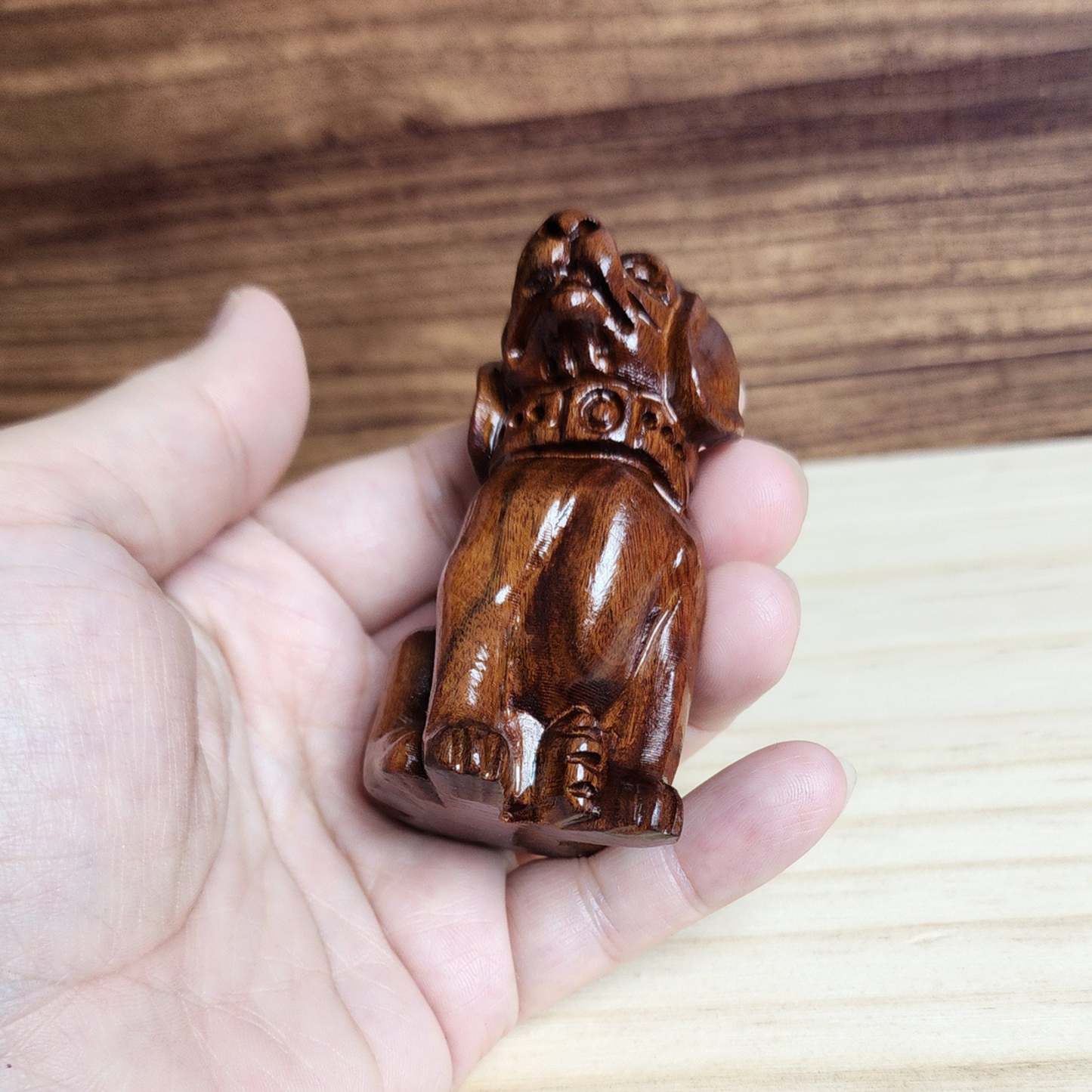 Ruxin's Radiance Collection-Feng Shui Lucky Dog Rosewood Hand Carved Figurine Wealth Guardian Decor | Patung Anjing Feng Shui Ukiran Kayu Pembawa Rezeki
