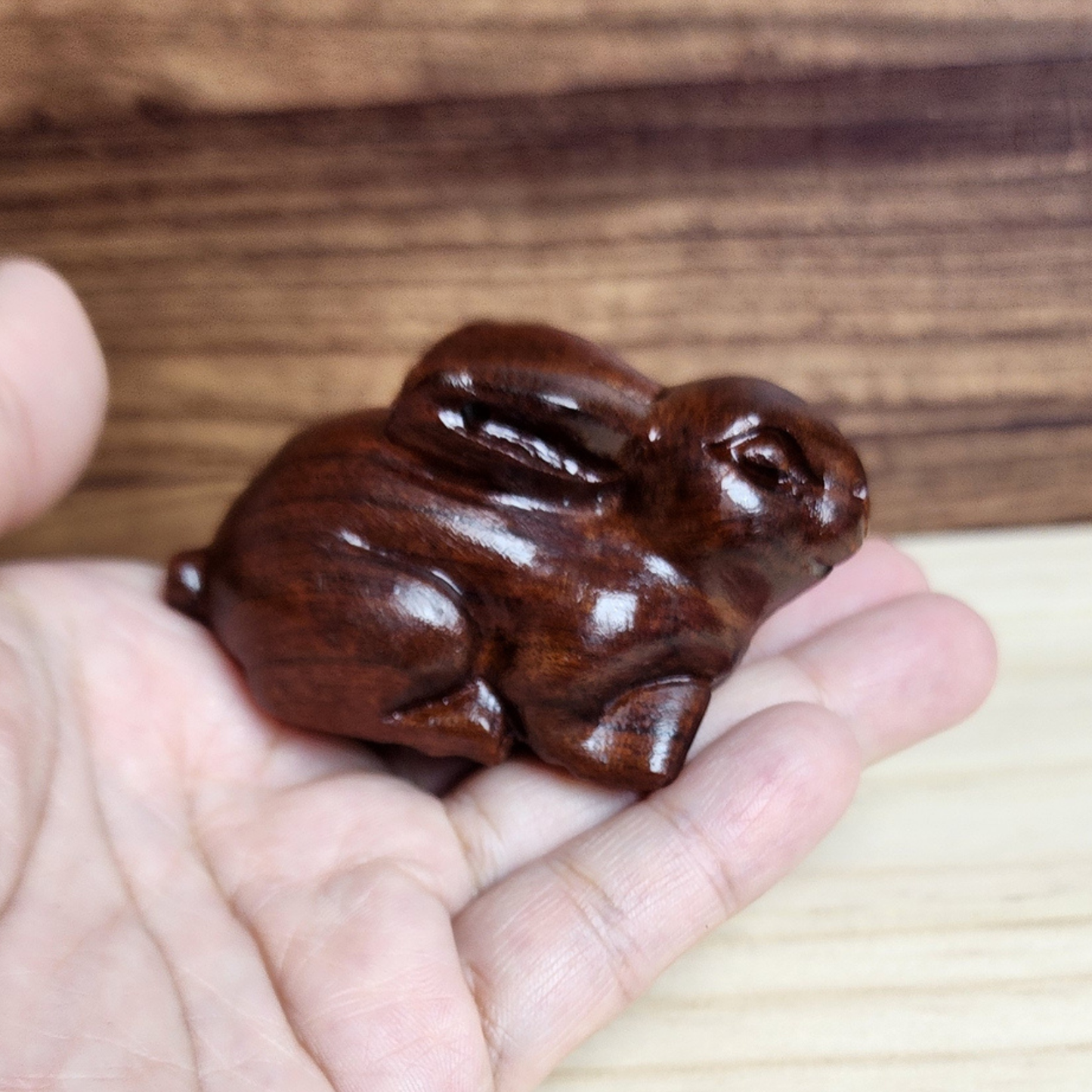 Ruxin's Radiance Collection-Feng Shui Lucky Rabbit Rosewood Hand Carved Figurine Zodiac Rabbit Wealth Decor | Patung Arnab Feng Shui Ukiran Kayu Pembawa Rezeki