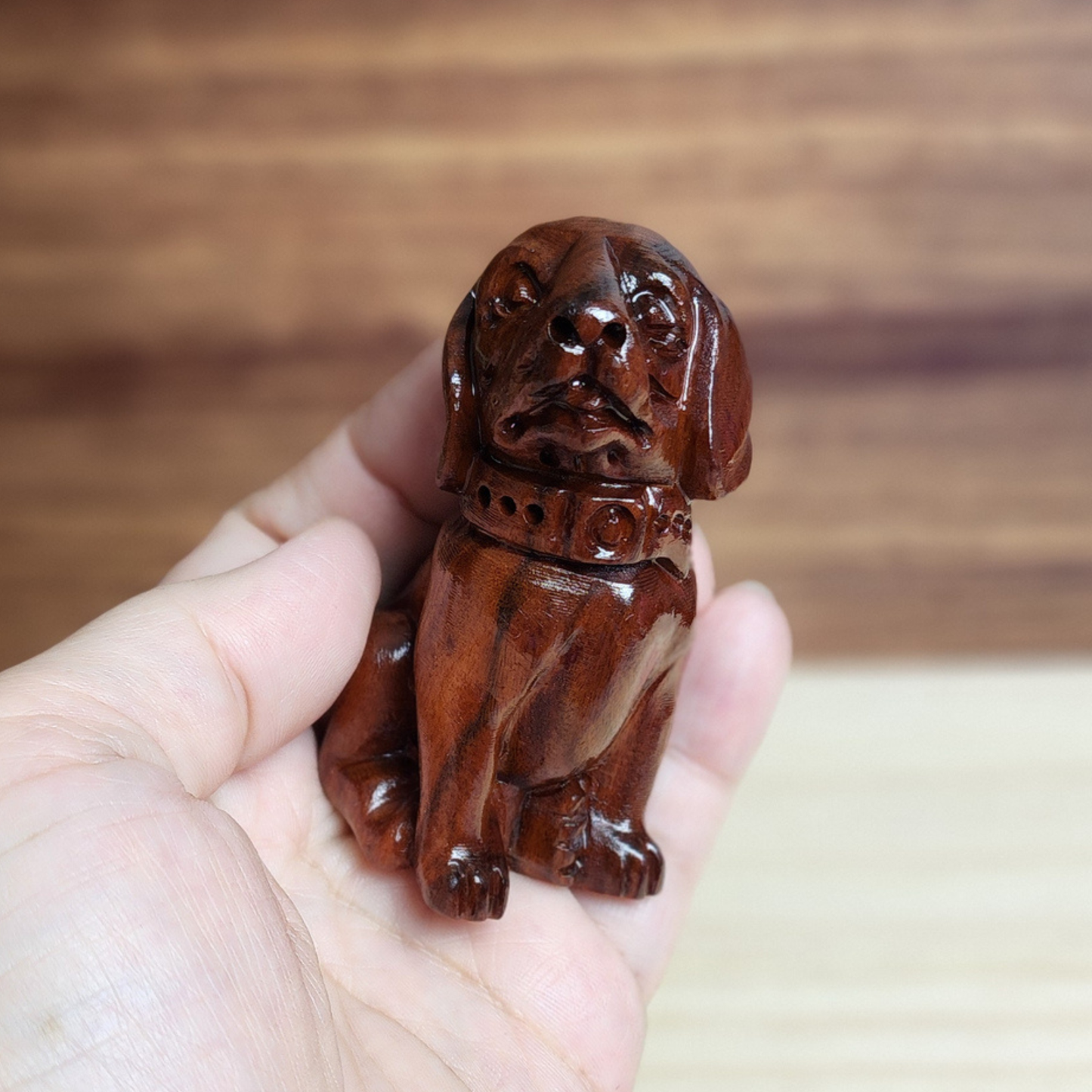 Ruxin's Radiance Collection-Feng Shui Lucky Dog Rosewood Hand Carved Figurine Wealth Guardian Decor | Patung Anjing Feng Shui Ukiran Kayu Pembawa Rezeki