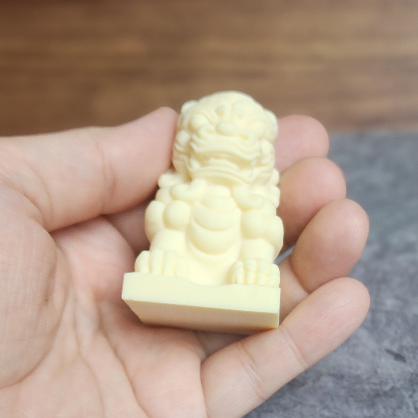 Ruxin's Radiance Collection-Natural Vegetable Ivory Palm Chinese Guardian Lion Feng Shui Protection Figurine | Patung Singa Penjaga Cina Ivory Palm