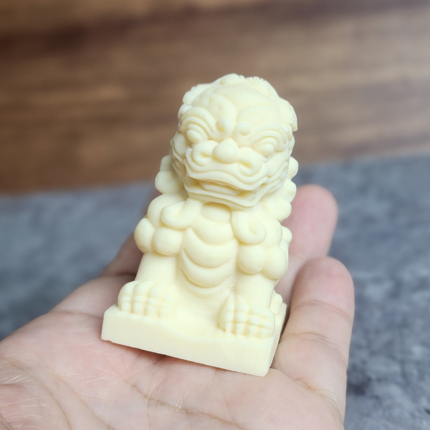 Ruxin's Radiance Collection-Natural Vegetable Ivory Palm Chinese Guardian Lion Feng Shui Protection Figurine | Patung Singa Penjaga Cina Ivory Palm