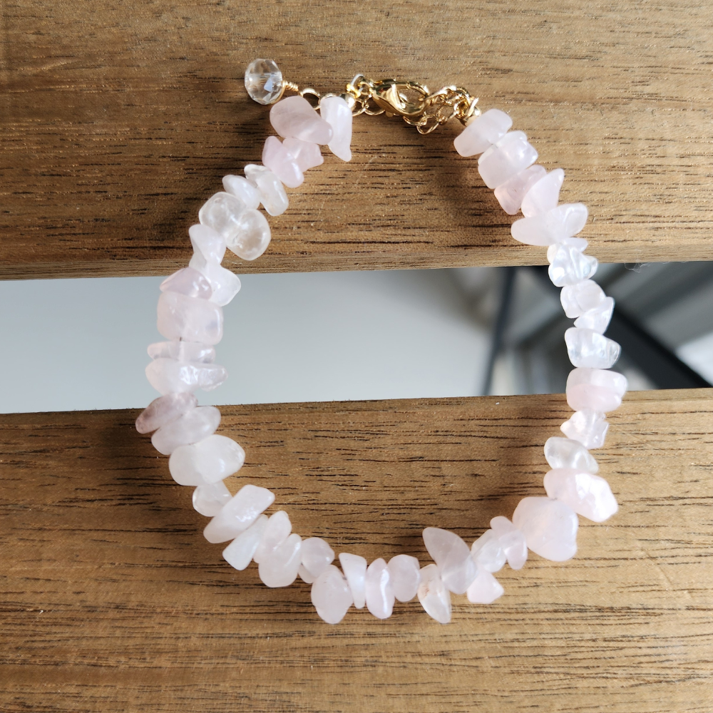 Ruxin's Rose Quartz Chip Bracelet |  天然粉晶碎石手链 | Gelang Cip Kristal Cinta  Healing Crystal | 情感疗愈 | Penyembuh Emosi