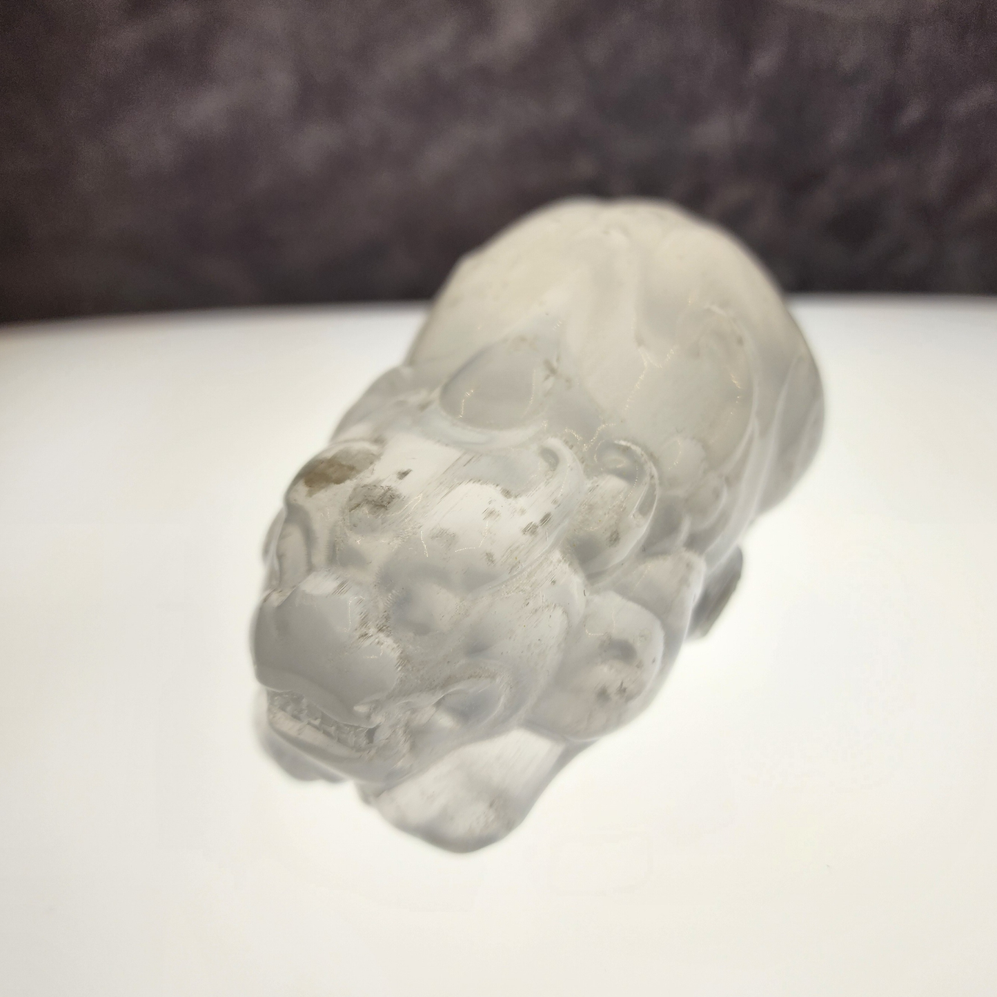 Natural Moroccan Selenite Pixiu Figurine | Hand-Carved Energy Cleansing Décor | Patung Pixiu Selenite Asli Maghribi