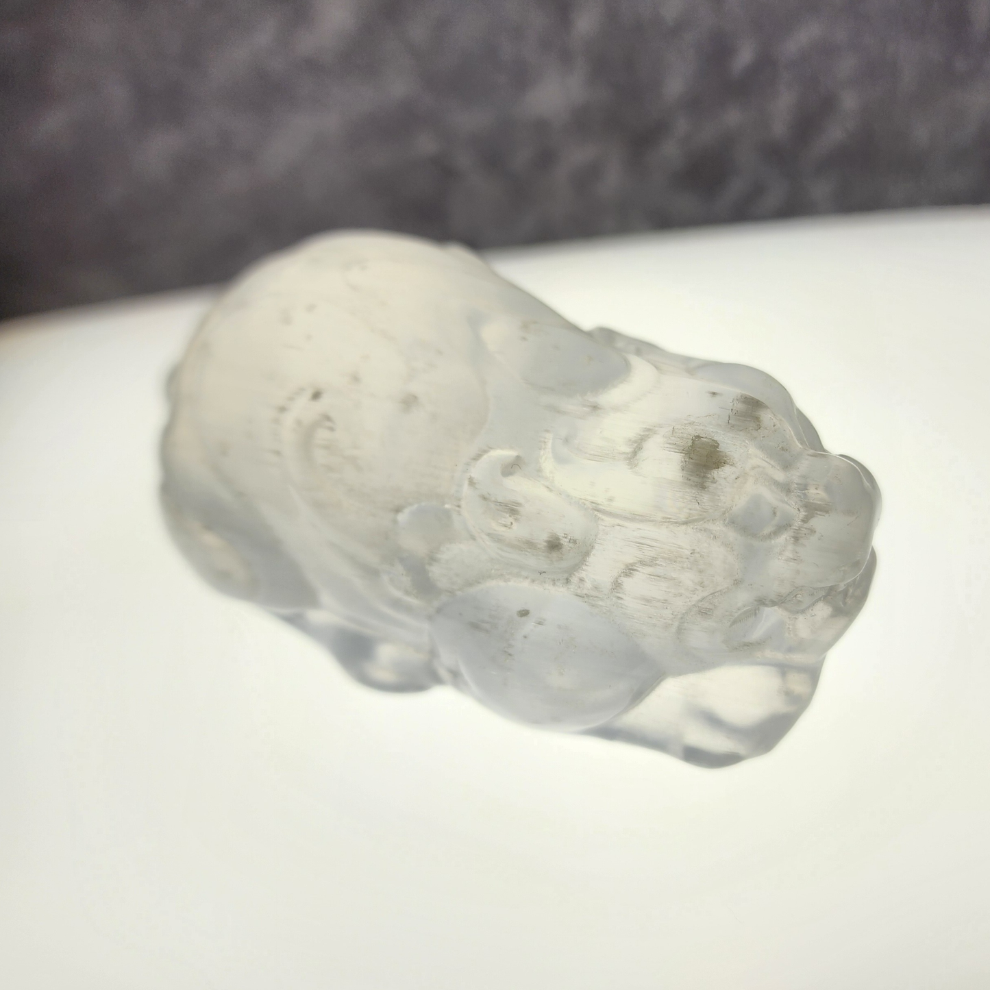 Natural Moroccan Selenite Pixiu Figurine | Hand-Carved Energy Cleansing Décor | Patung Pixiu Selenite Asli Maghribi