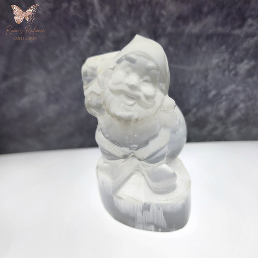 Natural Moroccan Selenite Santa Figurine | Hand-Carved Energy Cleansing Décor | Patung Santa Selenite Asli Maghribi