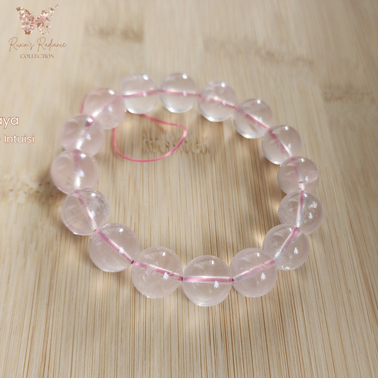 Natural Starlight Rose Quartz Bracelet | Gelang Kristal Rose Quartz Bercahaya | Love · 爱 · Cinta | Healing 能量 · Penyembuh