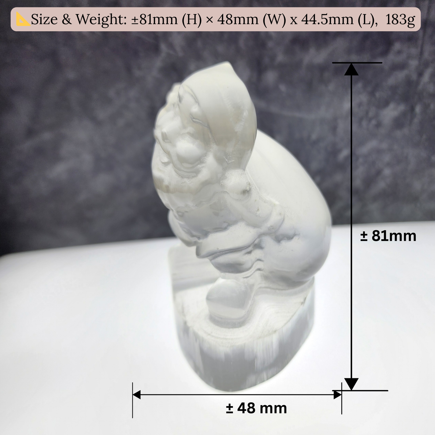 Natural Moroccan Selenite Santa Figurine | Hand-Carved Energy Cleansing Décor | Patung Santa Selenite Asli Maghribi