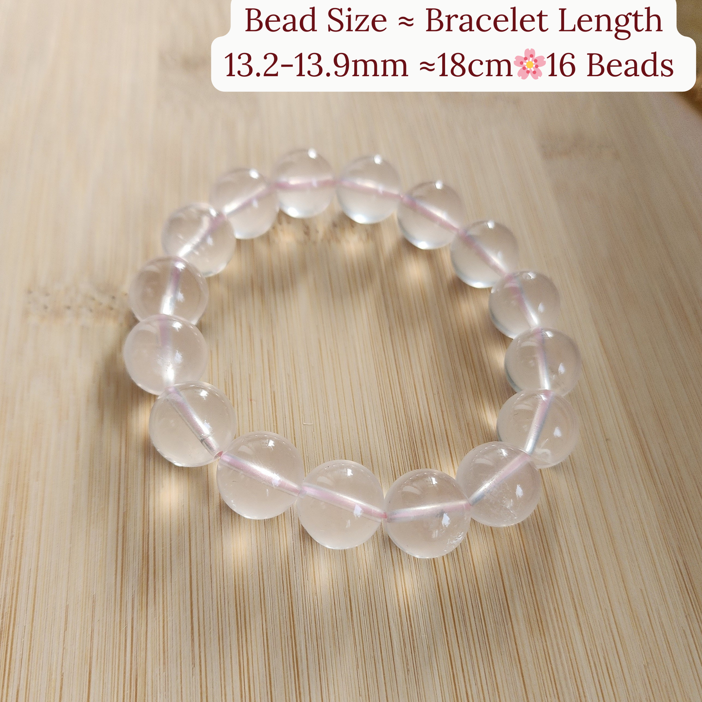 Natural Starlight Rose Quartz Bracelet | Gelang Kristal Rose Quartz Bercahaya | Love · 爱 · Cinta | Healing 能量 · Penyembuh