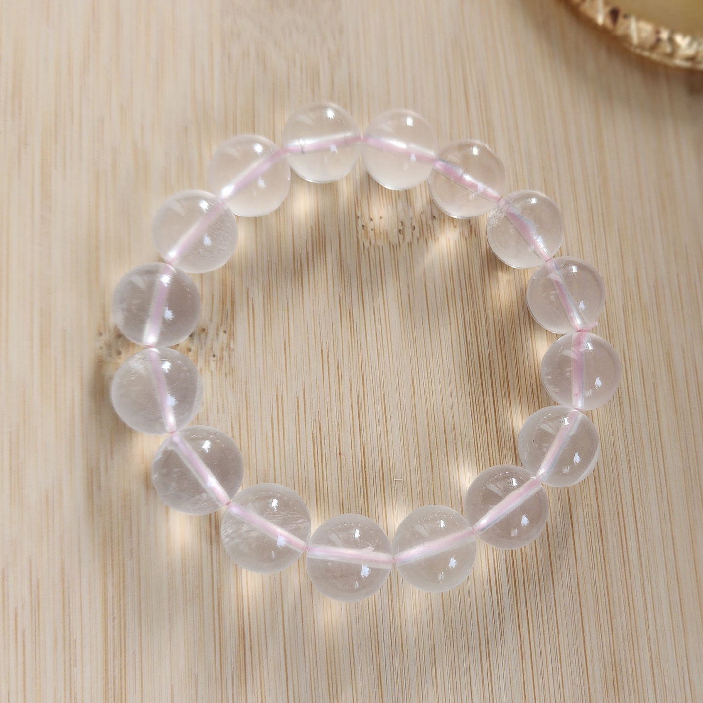 Natural Starlight Rose Quartz Bracelet | Gelang Kristal Rose Quartz Bercahaya | Love · 爱 · Cinta | Healing 能量 · Penyembuh