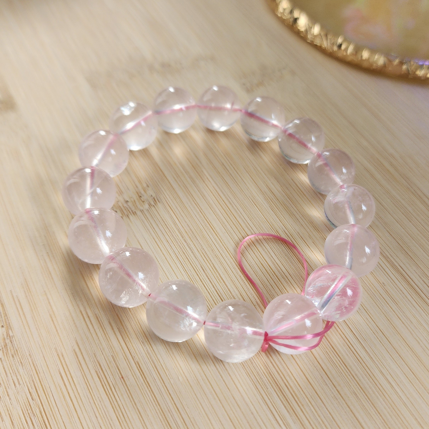 Natural Starlight Rose Quartz Bracelet | Gelang Kristal Rose Quartz Bercahaya | Love · 爱 · Cinta | Healing 能量 · Penyembuh
