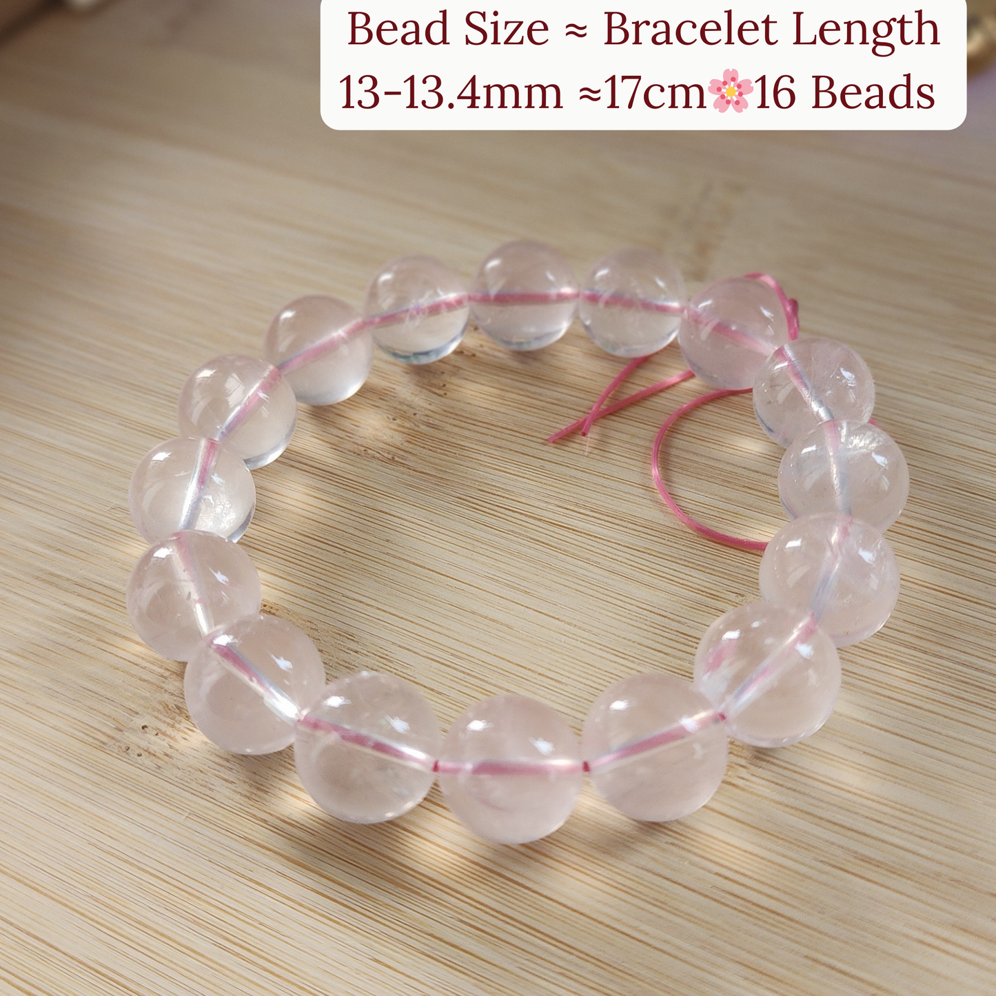 Natural Starlight Rose Quartz Bracelet | Gelang Kristal Rose Quartz Bercahaya | Love · 爱 · Cinta | Healing 能量 · Penyembuh