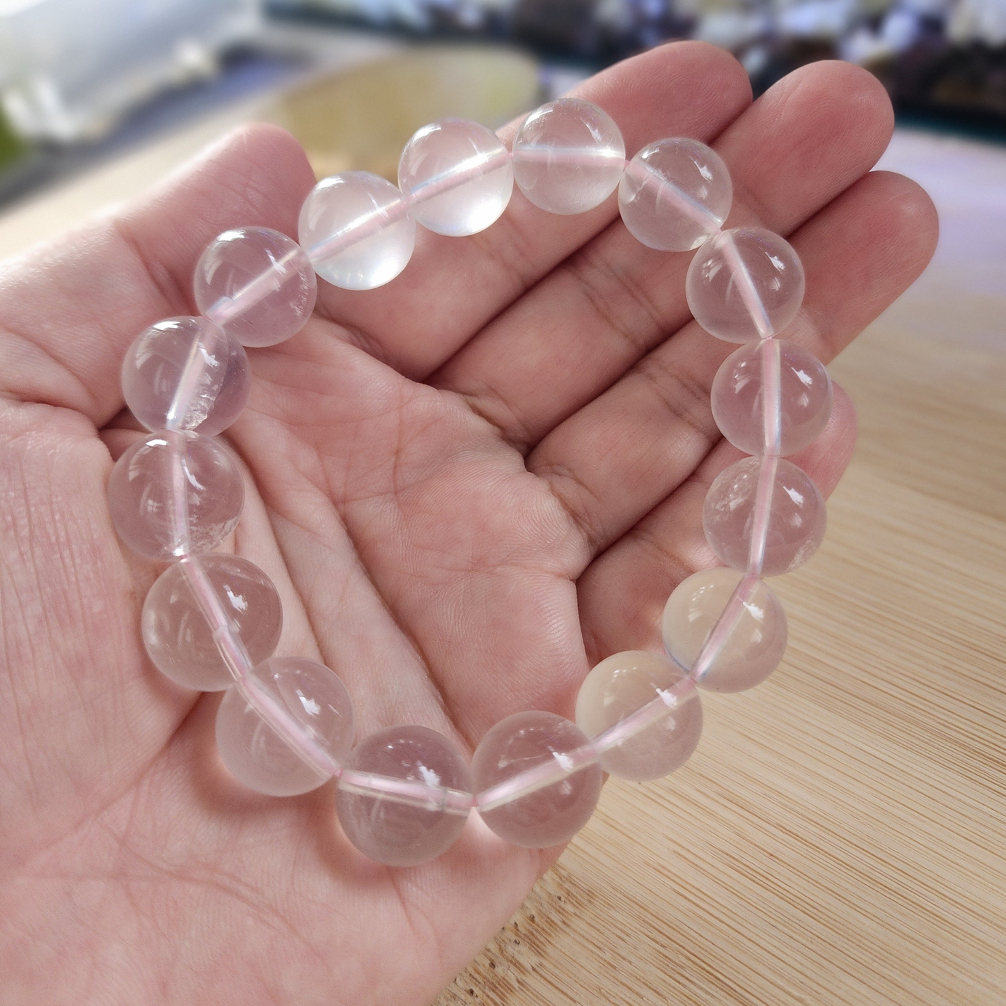 Natural Starlight Rose Quartz Bracelet | Gelang Kristal Rose Quartz Bercahaya | Love · 爱 · Cinta | Healing 能量 · Penyembuh