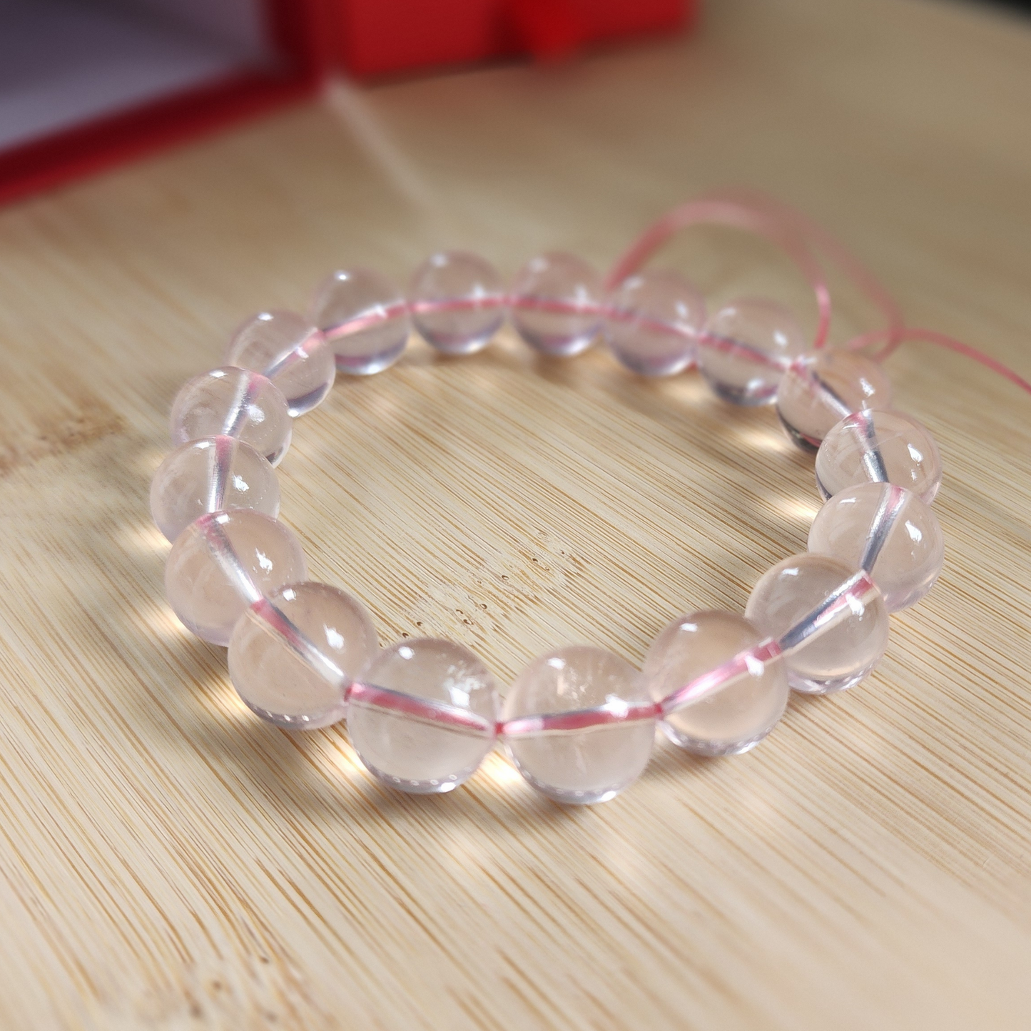 Natural Starlight Rose Quartz Bracelet | Gelang Kristal Rose Quartz Bercahaya | Love · 爱 · Cinta | Healing 能量 · Penyembuh