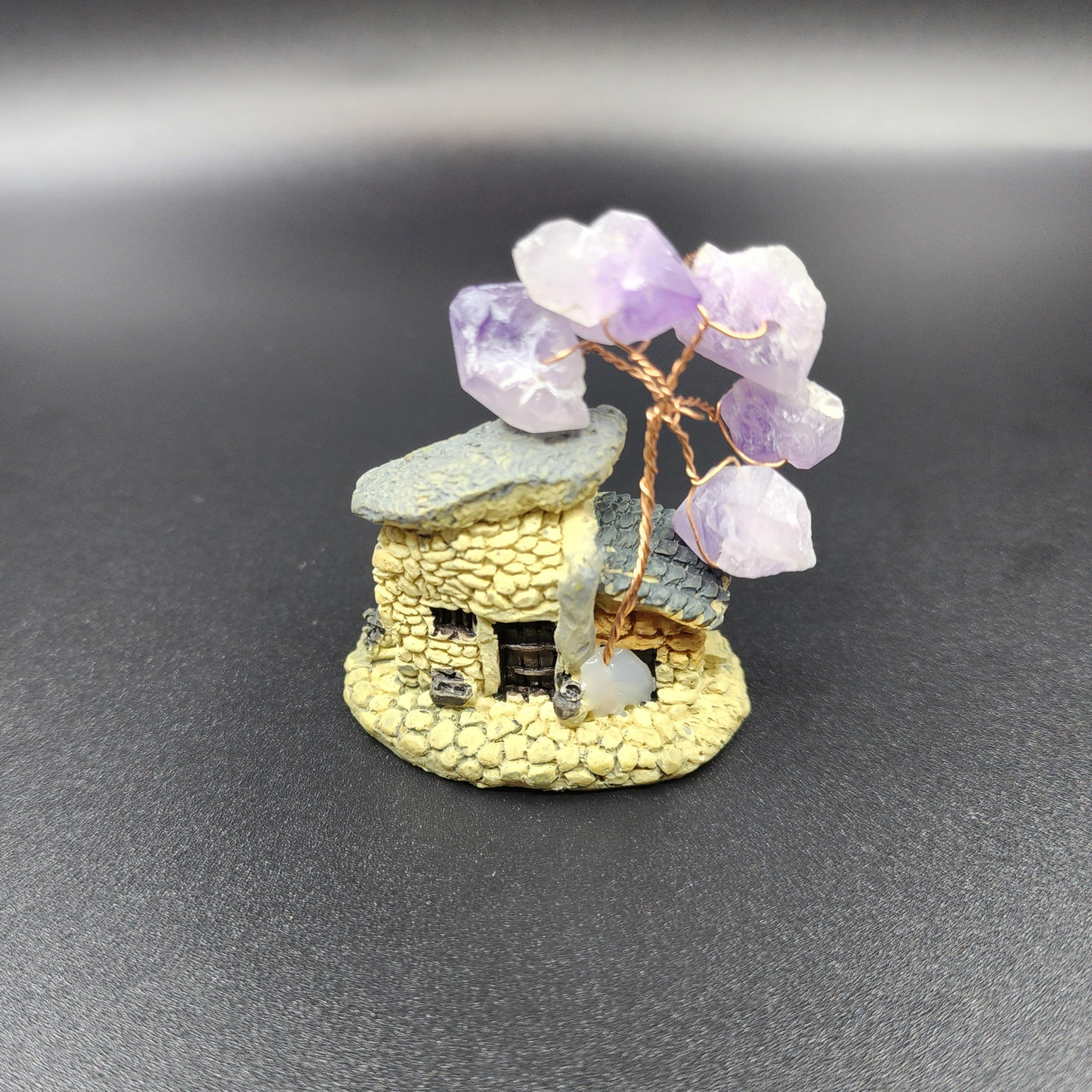 Amethyst Crystal Tree House Decor~Grey Roof紫水晶树屋装饰~灰色屋顶Deko Rumah Pokok Kristal Amethyst~Bumbung Kelabu
