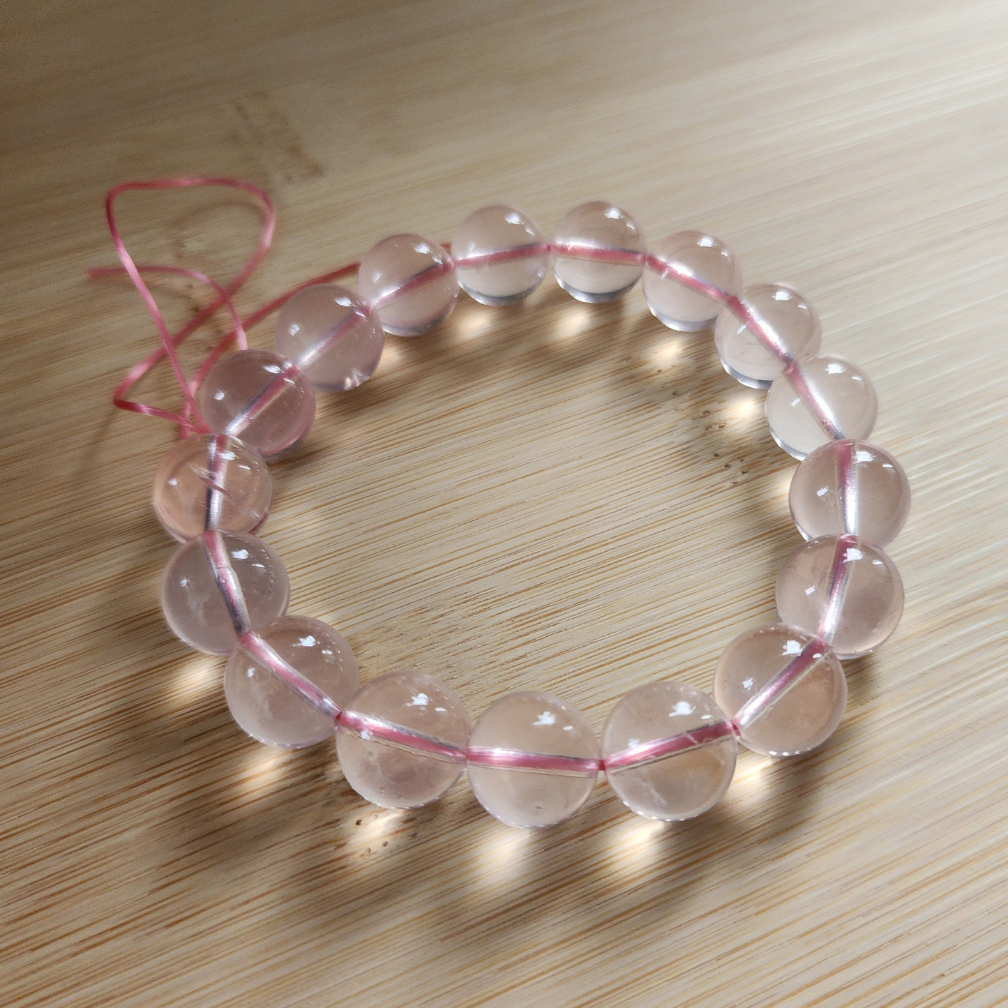 Natural Starlight Rose Quartz Bracelet | Gelang Kristal Rose Quartz Bercahaya | Love · 爱 · Cinta | Healing 能量 · Penyembuh