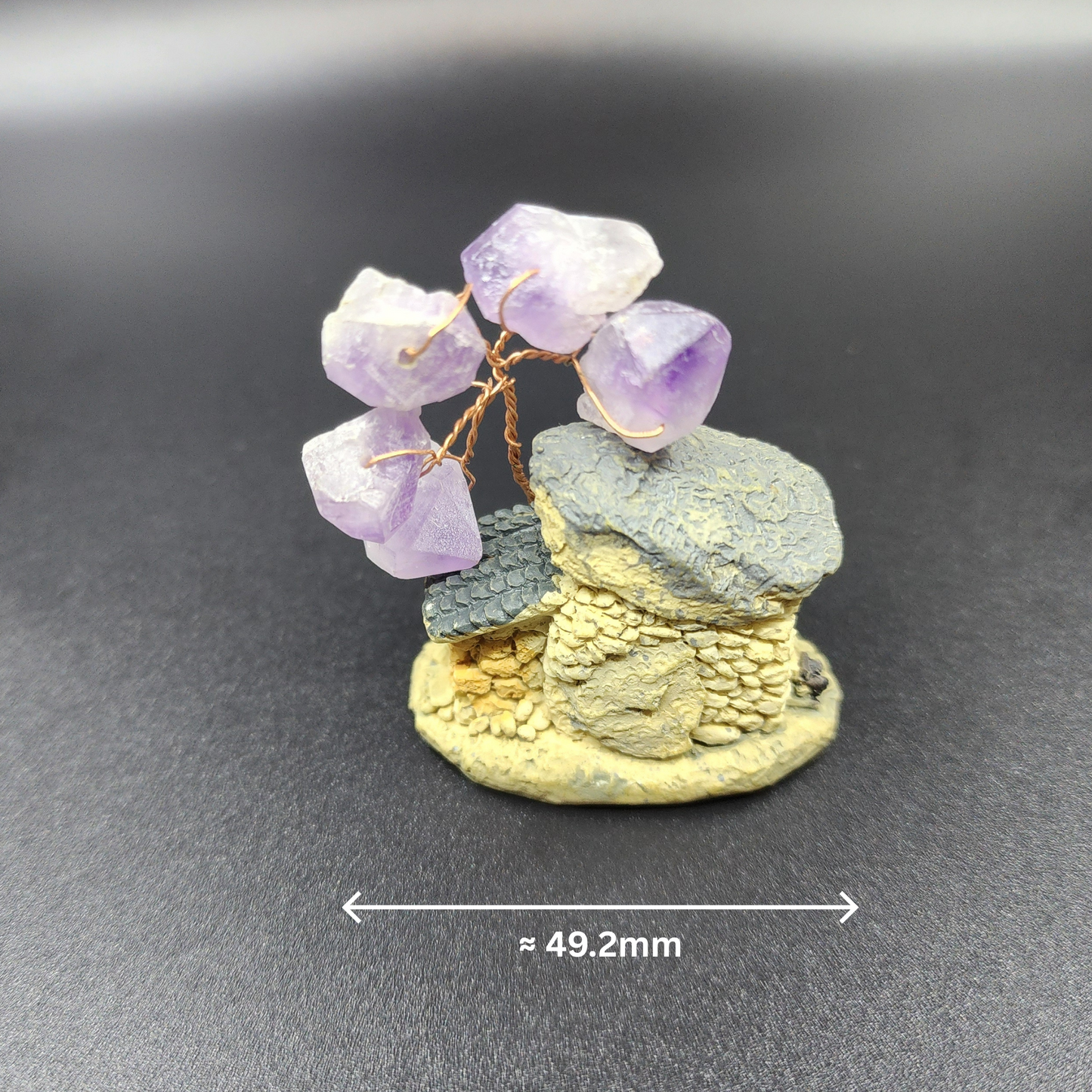 Amethyst Crystal Tree House Decor~Grey Roof紫水晶树屋装饰~灰色屋顶Deko Rumah Pokok Kristal Amethyst~Bumbung Kelabu