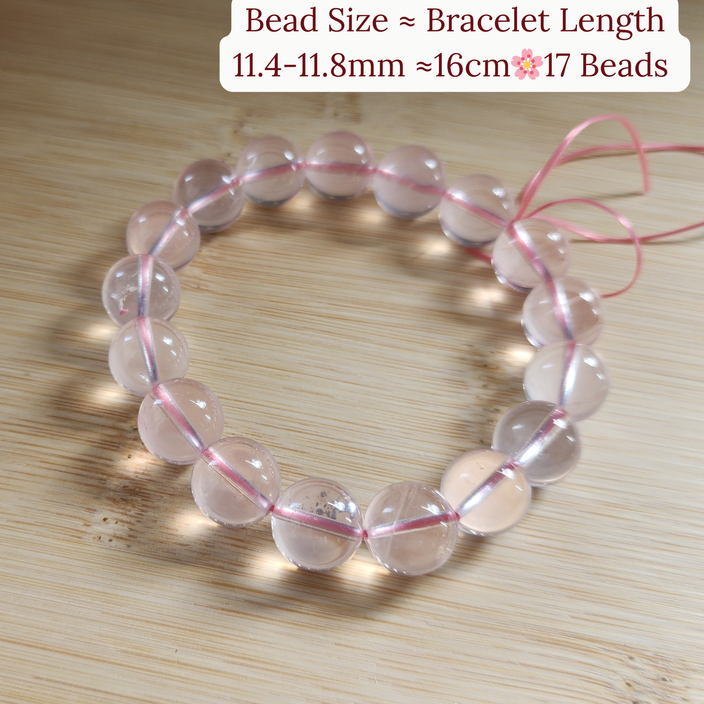 Natural Starlight Rose Quartz Bracelet | Gelang Kristal Rose Quartz Bercahaya | Love · 爱 · Cinta | Healing 能量 · Penyembuh