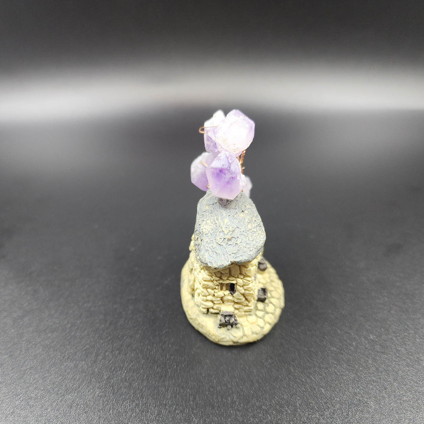 Amethyst Crystal Tree House Decor~Grey Roof紫水晶树屋装饰~灰色屋顶Deko Rumah Pokok Kristal Amethyst~Bumbung Kelabu