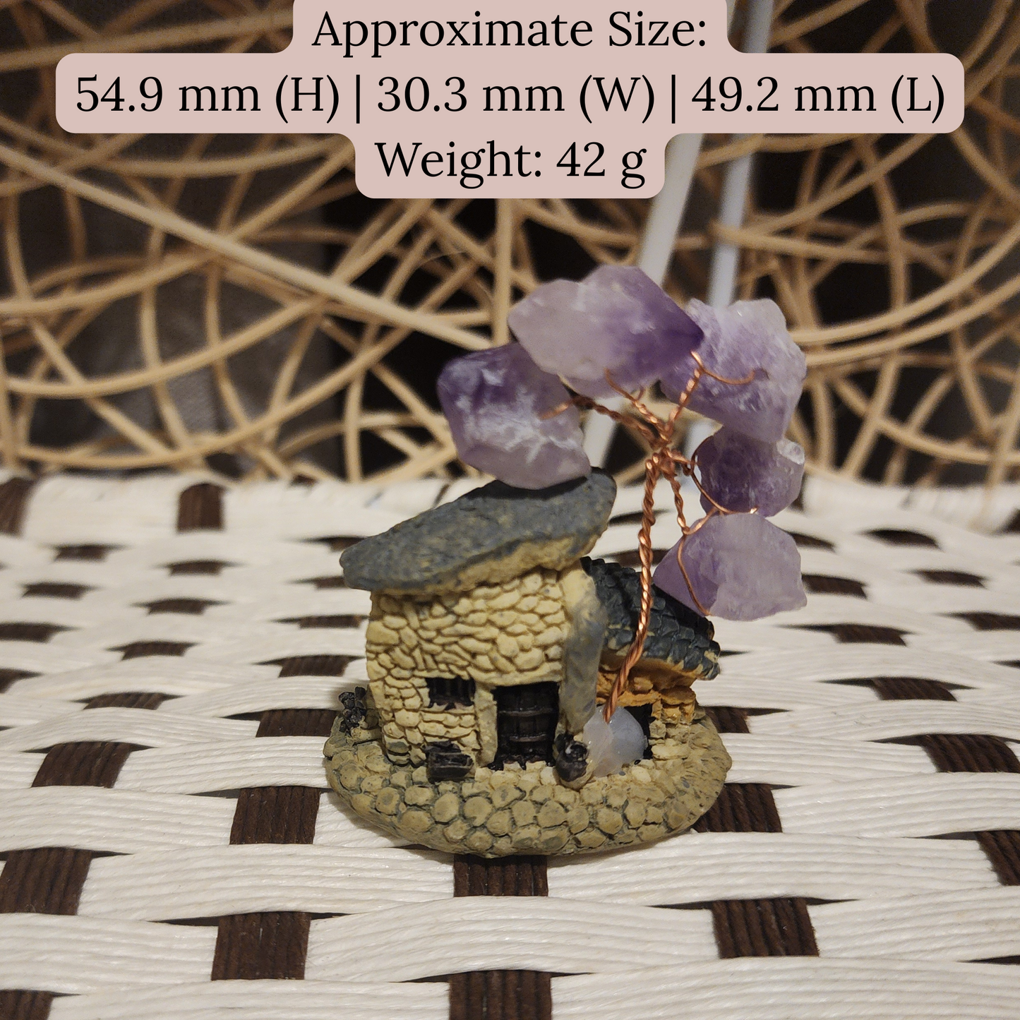 Amethyst Crystal Tree House Decor~Grey Roof紫水晶树屋装饰~灰色屋顶Deko Rumah Pokok Kristal Amethyst~Bumbung Kelabu