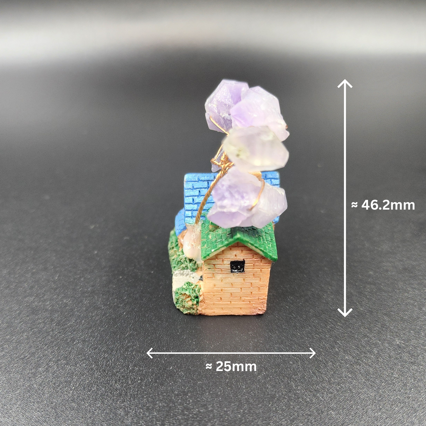 Amethyst Crystal Tree House Decor~Blue/Green Roof紫水晶树屋装饰~蓝绿色屋顶Deko Rumah Pokok Kristal Amethyst~Bumbung Biru/Hijau