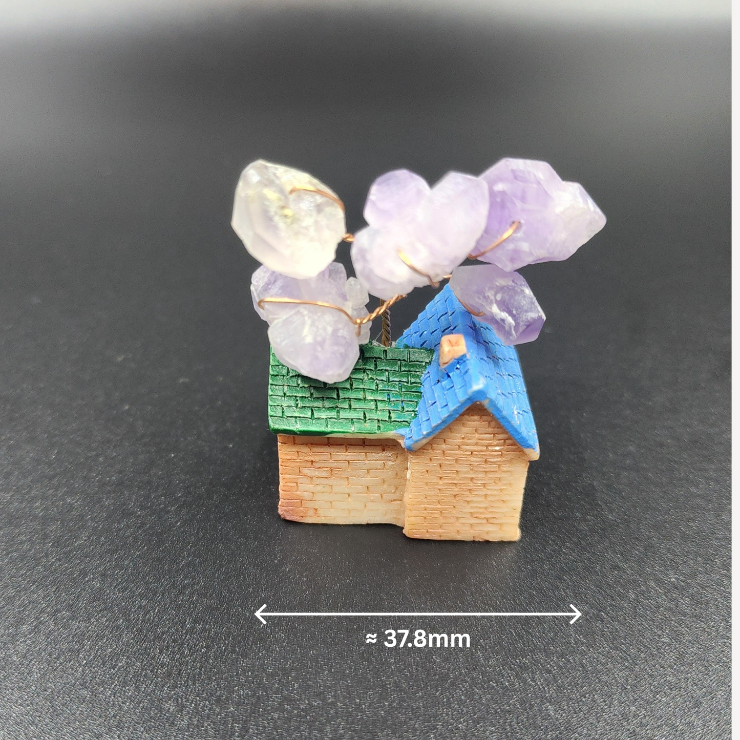Amethyst Crystal Tree House Decor~Blue/Green Roof紫水晶树屋装饰~蓝绿色屋顶Deko Rumah Pokok Kristal Amethyst~Bumbung Biru/Hijau
