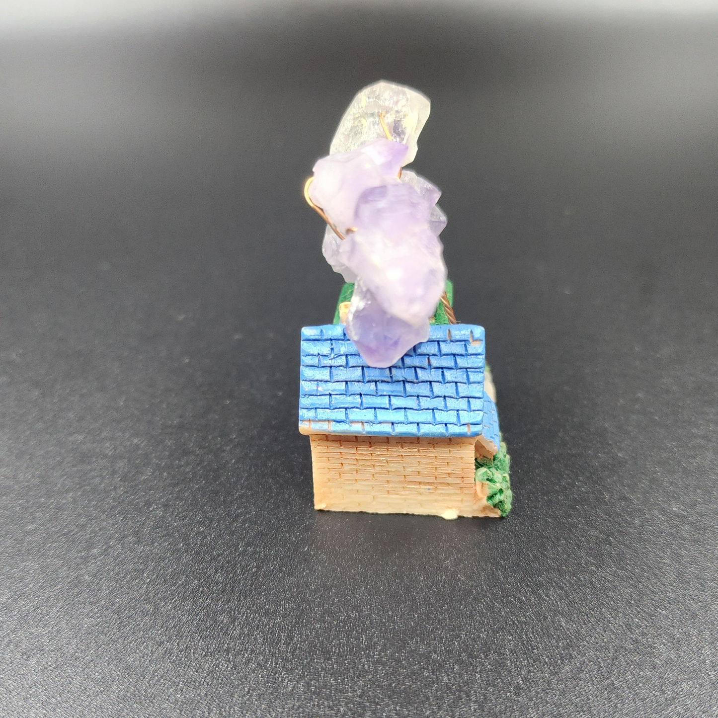 Amethyst Crystal Tree House Decor~Blue/Green Roof紫水晶树屋装饰~蓝绿色屋顶Deko Rumah Pokok Kristal Amethyst~Bumbung Biru/Hijau
