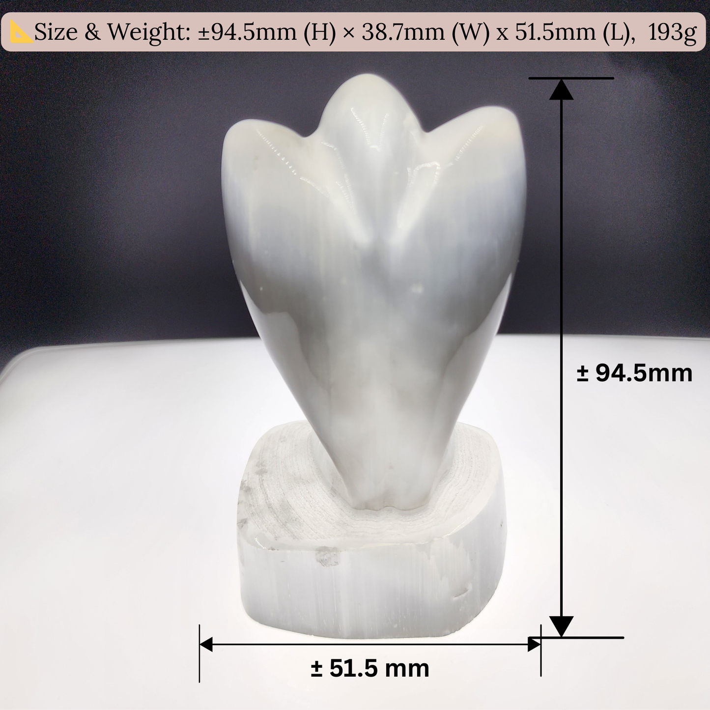 Natural Moroccan Selenite Angel Figurine | Hand-Carved Energy Cleansing Décor | Patung Malaikat Selenite Asli Maghribi