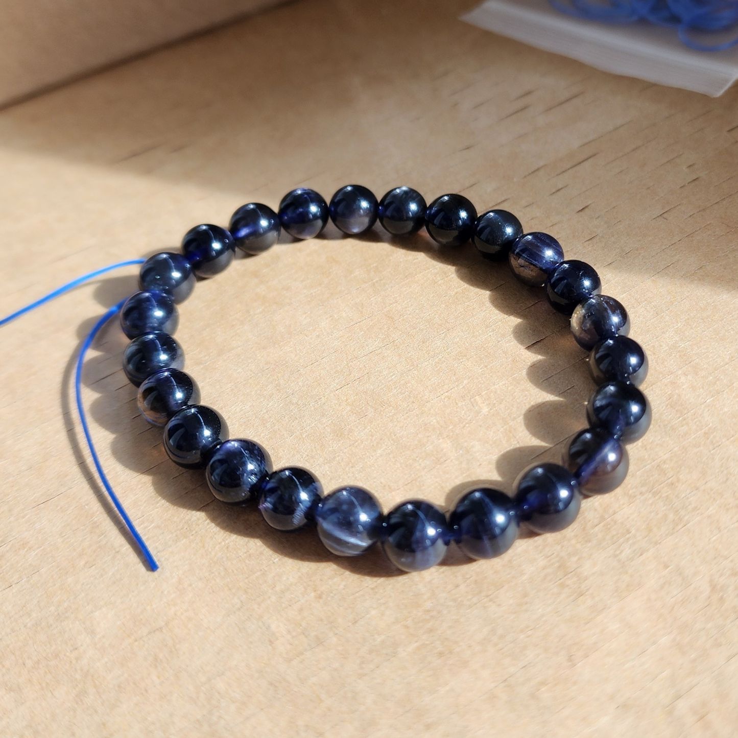 Natural Natural Lolite (Cordierite) Blue Crystal Bracelet 7.4–7.8mm, 24 Beads, 16cm | Clarity, Focus & Calm | Unisex Daily Wear | Gelang Kristal Lolite Ungu-Biru 7.4–7.8mm, 24 Manik, 16cm | Tenang & Fokus
