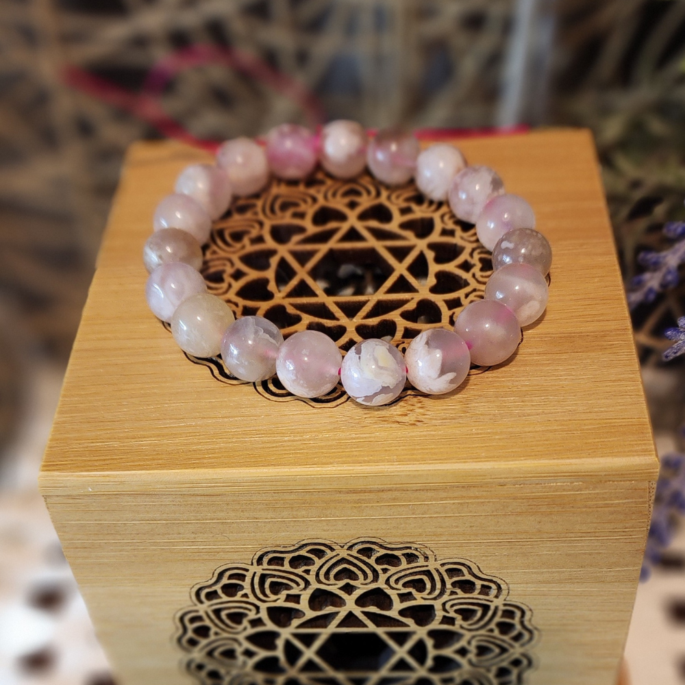Natural Sakura Agate Bracelet 天然樱花玛瑙手串 | Gelang Sakura Agate Asli-Eternal Love | 樱花守护女性之美 | Cinta Abadi & Kecantikan