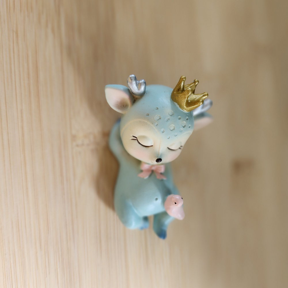 Sleeping Blue Baby Deer Resin Figurine  Handmade Cute Animal Ornament | Fawn Baby Sculpture for Kids Room, Bedroom, Living Room, Office | Home Decor, Table Display, Birthday Gift, Wedding Favor, Cake & Dessert Topper
