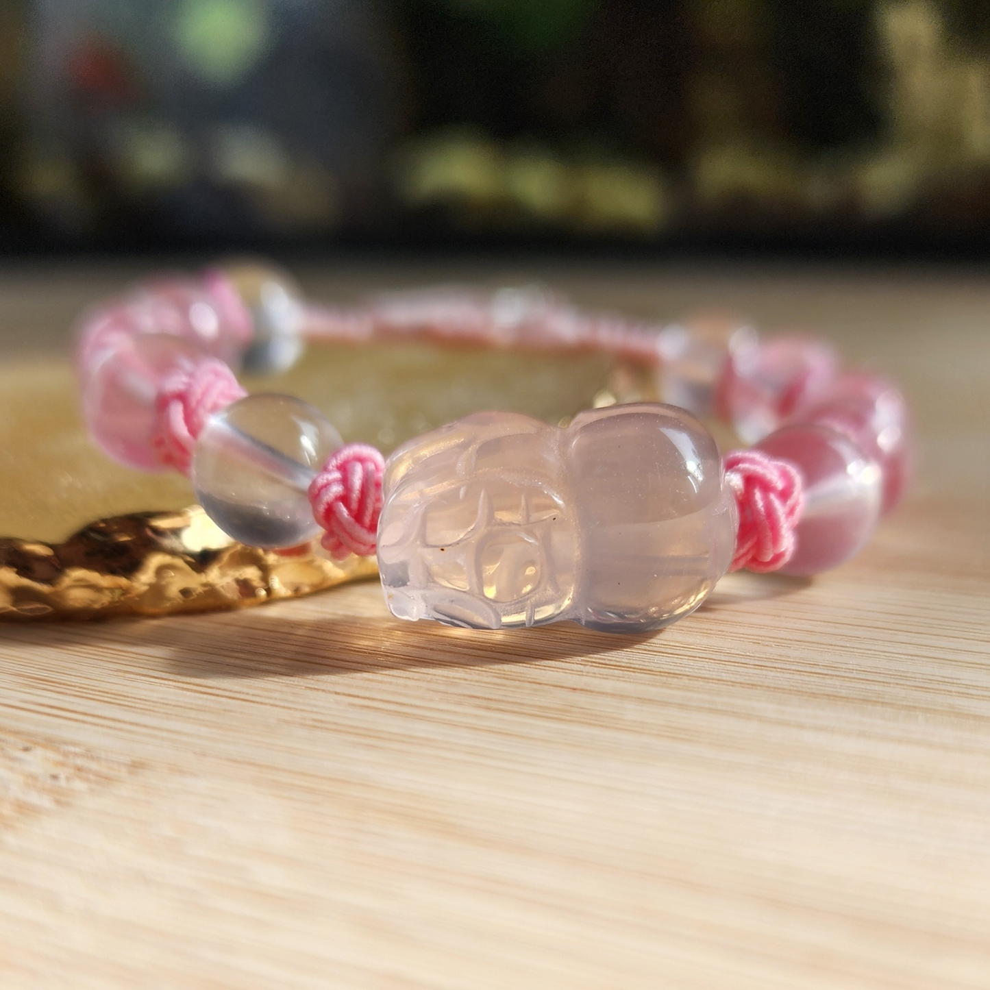 Ice-Grade Rose Quartz Pixiu Bracelet – Love & Healing Charm ‖ Gelang Rose Quartz Gred Ais Pixiu – Cinta & Penyembuhan