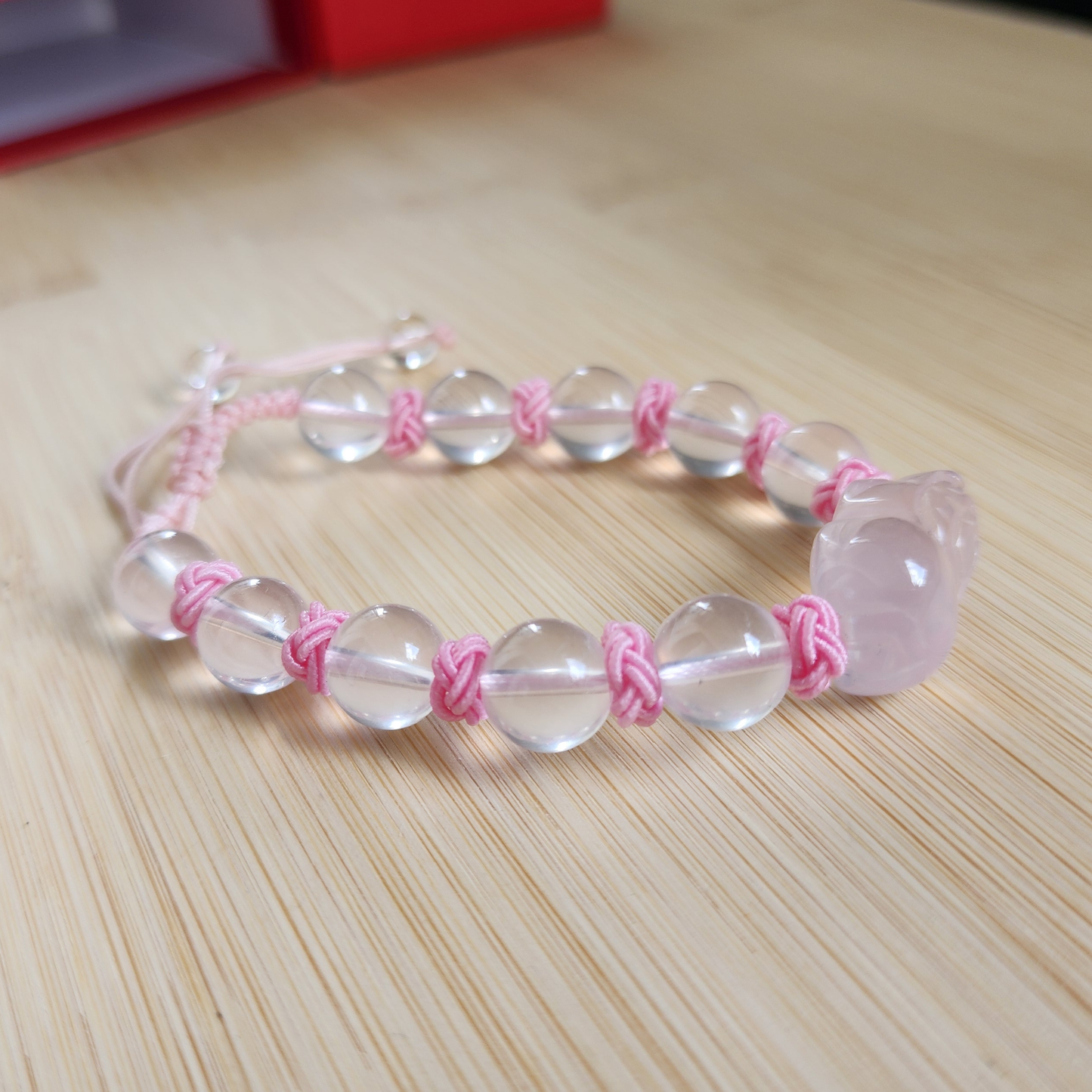 Ice-Grade Rose Quartz Pixiu Bracelet – Love & Healing Charm ‖ Gelang Rose Quartz Gred Ais Pixiu – Cinta & Penyembuhan
