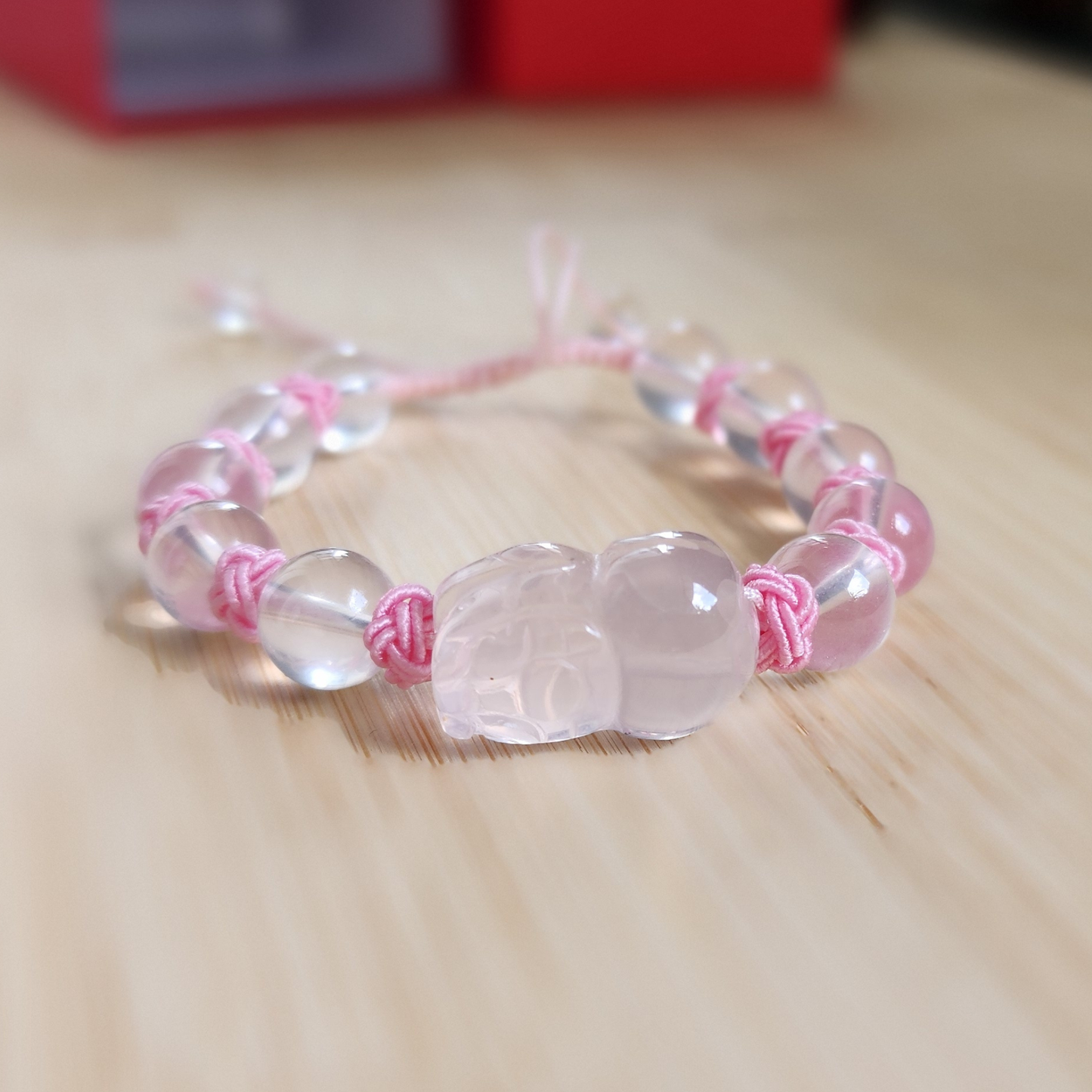 Ice-Grade Rose Quartz Pixiu Bracelet – Love & Healing Charm ‖ Gelang Rose Quartz Gred Ais Pixiu – Cinta & Penyembuhan