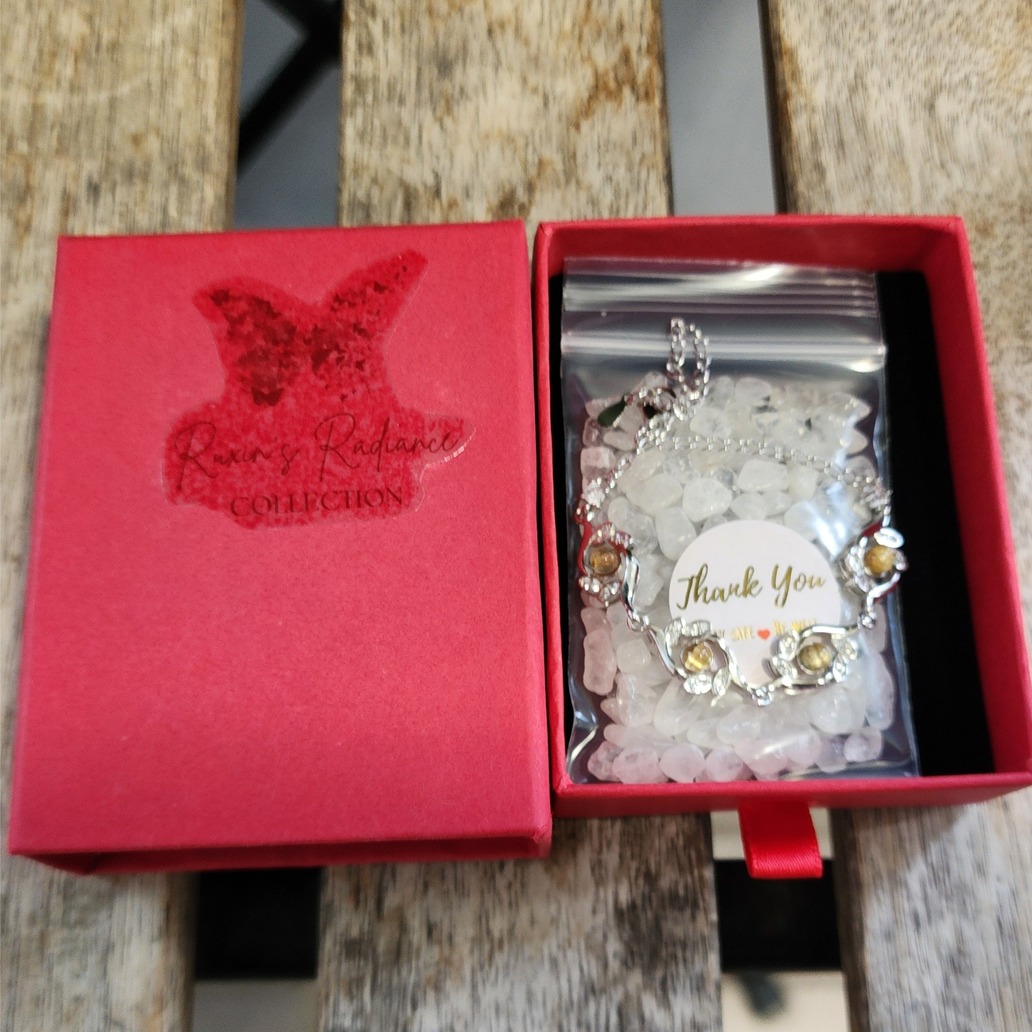 Yellow Rutilated Quartz Floral Bracelet – Adjustable Silver Charm | Gelang Kristal Rutil Kuning Bunga Elegan Hadiah Istimewa