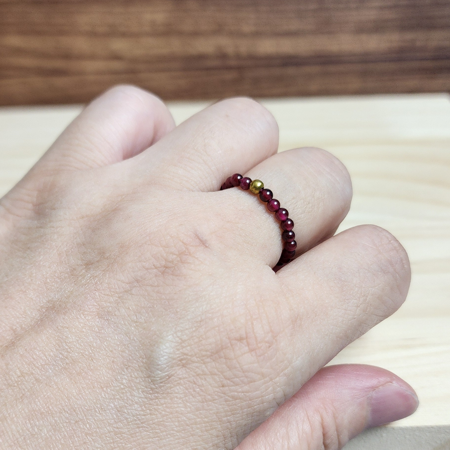Natural Garnet Adjustable Crystal Ring – Silver Plated Wine Red Gemstone Ring | Energy Jewelry Gift for Women | Cincin Garnet Semula Jadi Boleh Laras