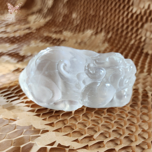 Natural Moroccan Selenite Pixiu Figurine | Hand-Carved Energy Cleansing Décor | Patung Pixiu Selenite Asli Maghribi