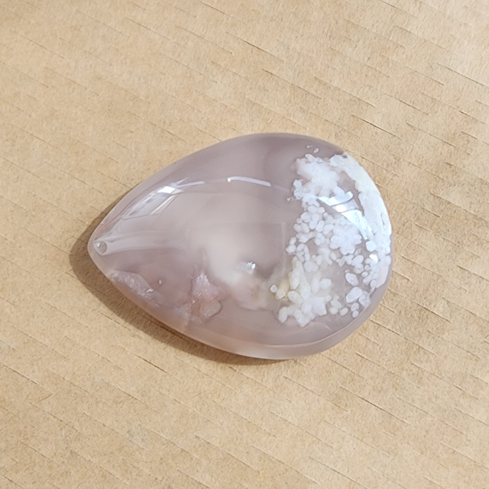 Natural Sakura Agate Teardrop Pendant | Loket Semula Jadi Sakura Agate Bentuk Titisan | Polished Crystal with Through-Hole for DIY Necklace & Jewelry Making