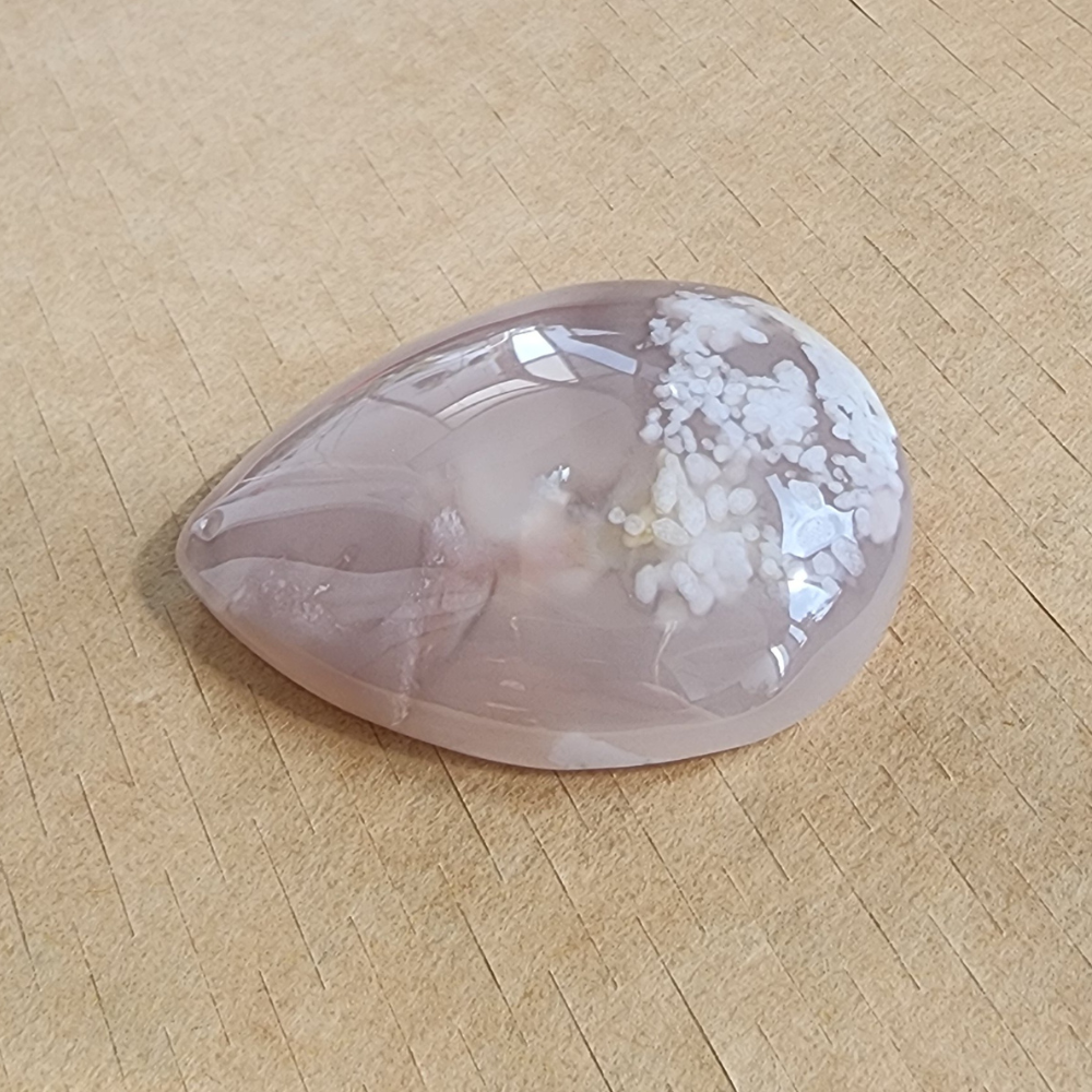 Natural Sakura Agate Teardrop Pendant | Loket Semula Jadi Sakura Agate Bentuk Titisan | Polished Crystal with Through-Hole for DIY Necklace & Jewelry Making