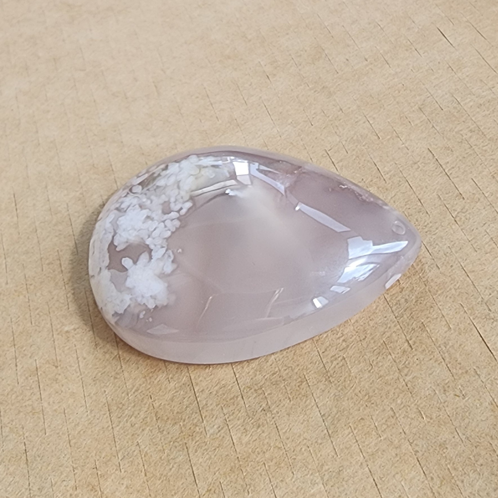 Natural Sakura Agate Teardrop Pendant | Loket Semula Jadi Sakura Agate Bentuk Titisan | Polished Crystal with Through-Hole for DIY Necklace & Jewelry Making