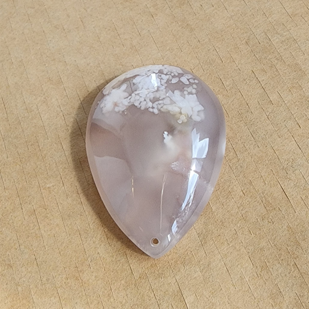 Natural Sakura Agate Teardrop Pendant | Loket Semula Jadi Sakura Agate Bentuk Titisan | Polished Crystal with Through-Hole for DIY Necklace & Jewelry Making