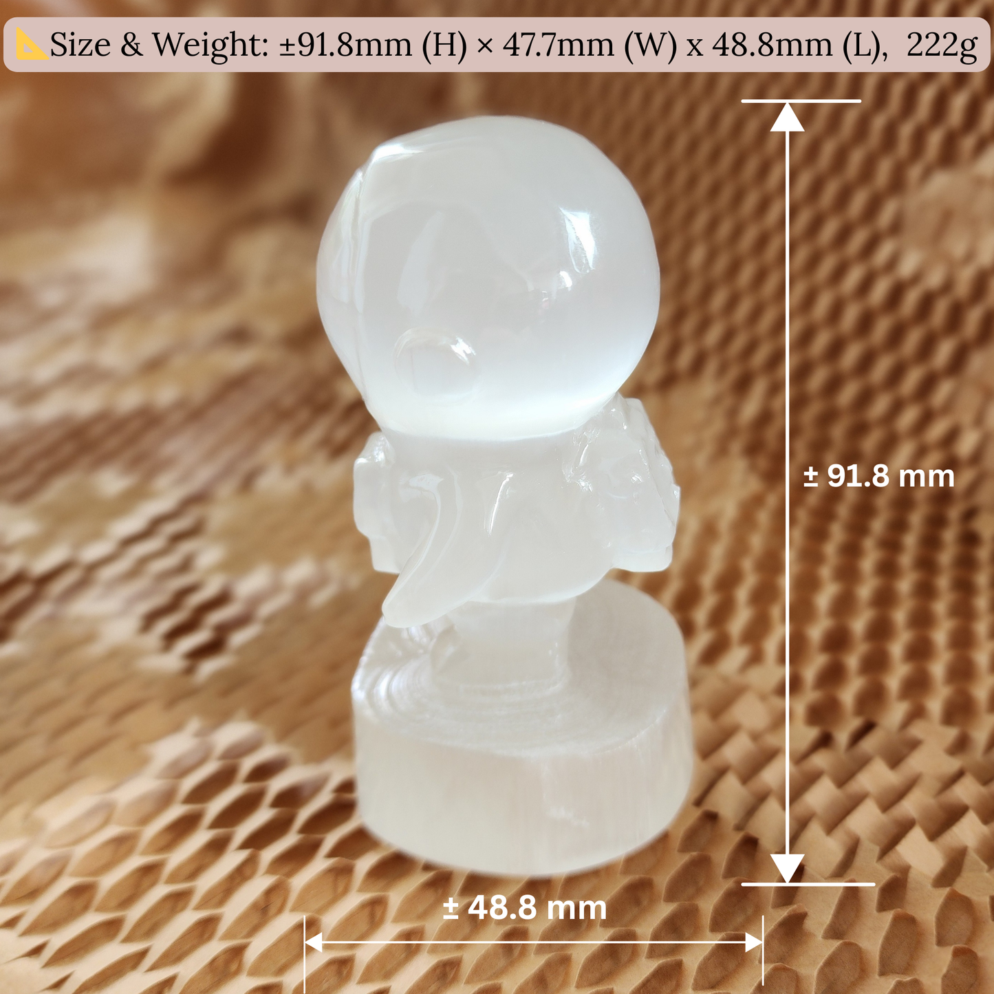 Natural Moroccan Selenite Astronaut Carving｜Healing Home Decor｜Real Item Patung Angkasawan Selenite Asli Morocco｜Hiasan Rumah & Tenaga Penyembuhan