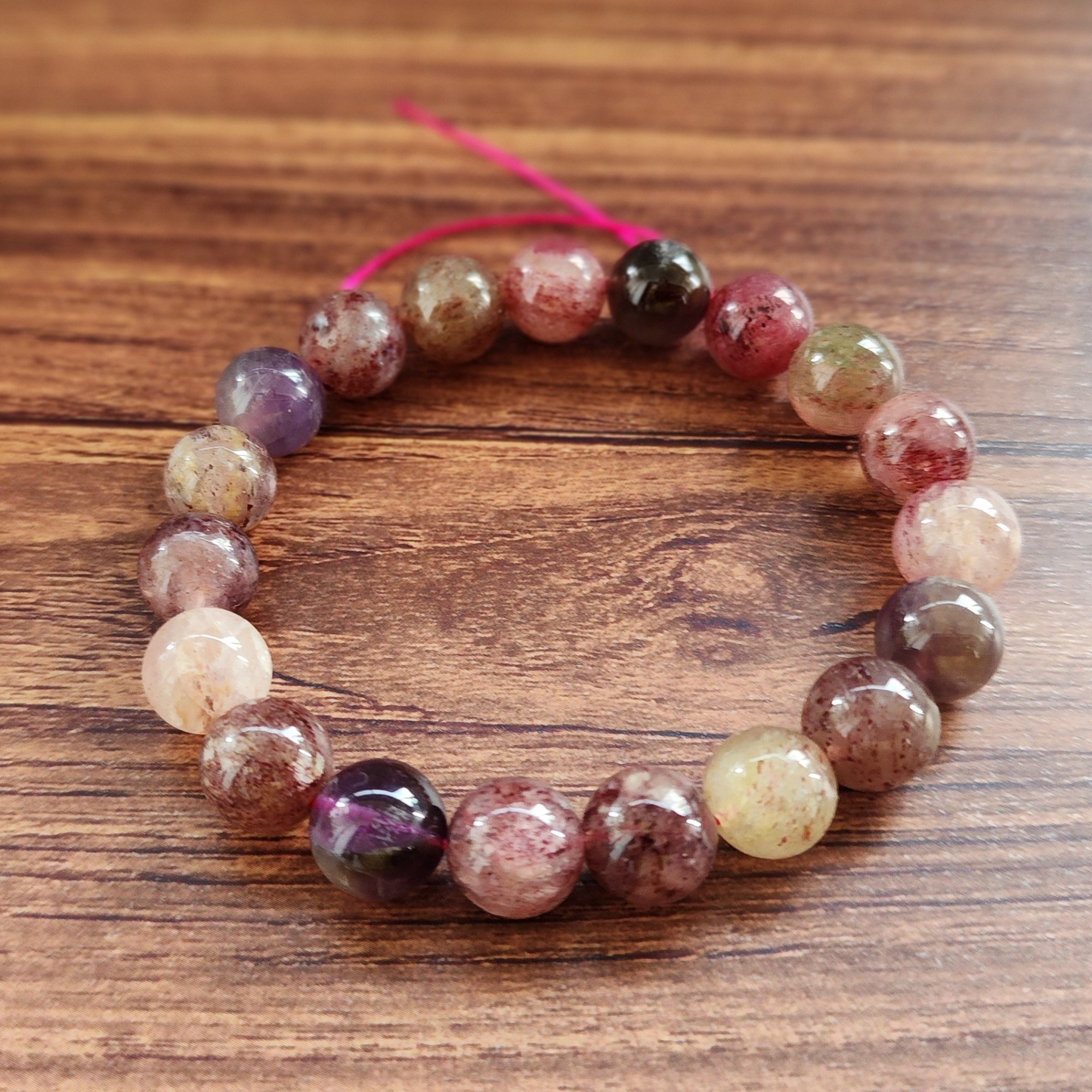 Natural Super 8 Amethyst & Strawberry Quartz Bracelet – Love Energy, Calm & Protection | Gelang Amethyst & Quartz Semula Jadi – Tenaga Cinta & Keseimbangan