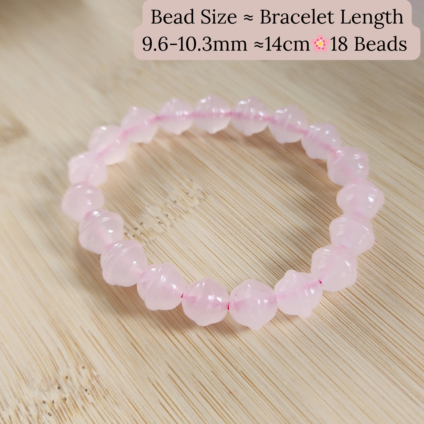 Natural Ice-Grade Rose Quartz Bracelet with Lucky Bell | “Stone of Love” Healing Energy | Attract Love, Calmness & Good Fortune | Handmade Crystal Jewelry ‖ Gelang Rose Quartz Gred Ais dengan Loceng Tuah – Penyembuhan & Tuah Baik