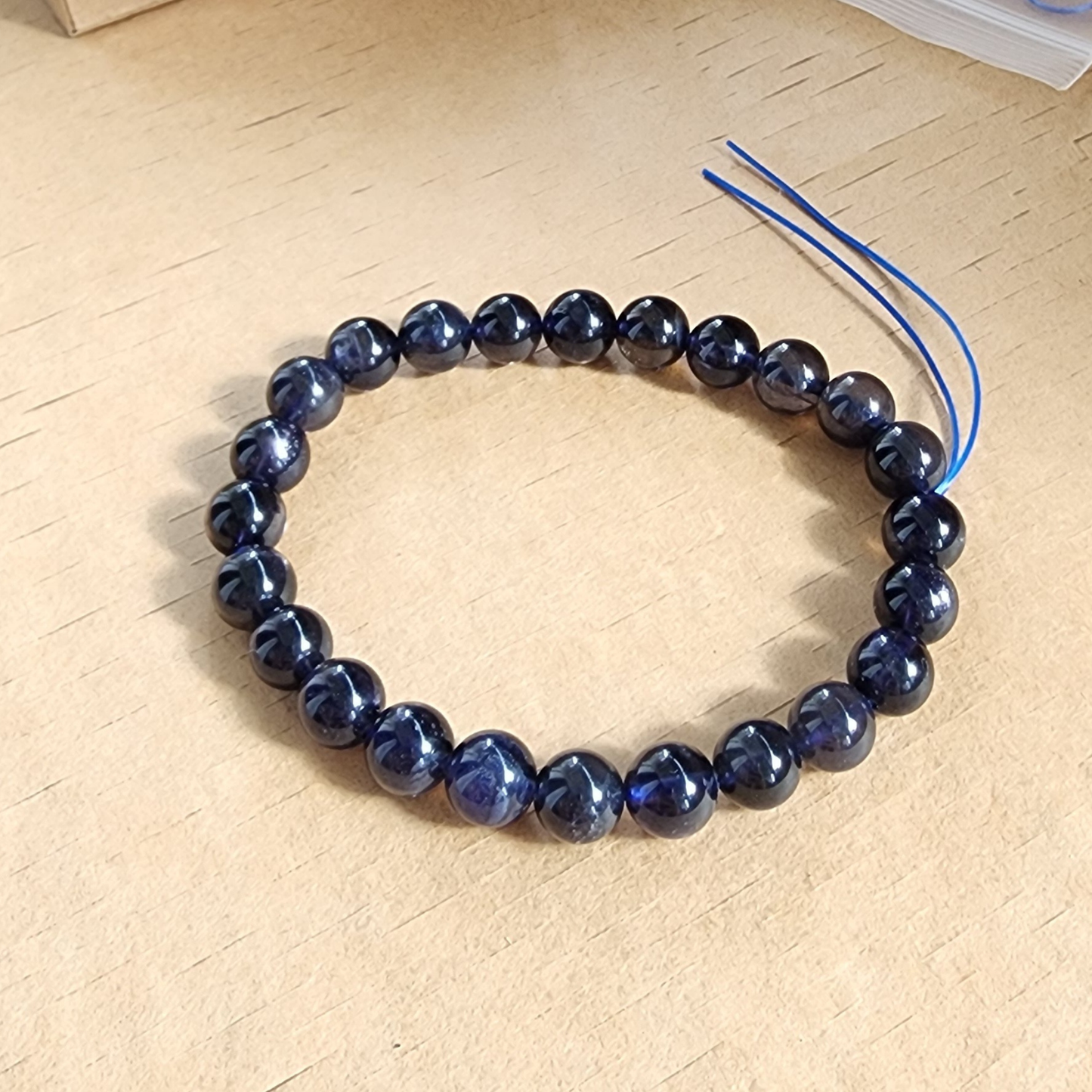 Natural Natural Lolite (Cordierite) Blue Crystal Bracelet 7.4–7.8mm, 24 Beads, 16cm | Clarity, Focus & Calm | Unisex Daily Wear | Gelang Kristal Lolite Ungu-Biru 7.4–7.8mm, 24 Manik, 16cm | Tenang & Fokus
