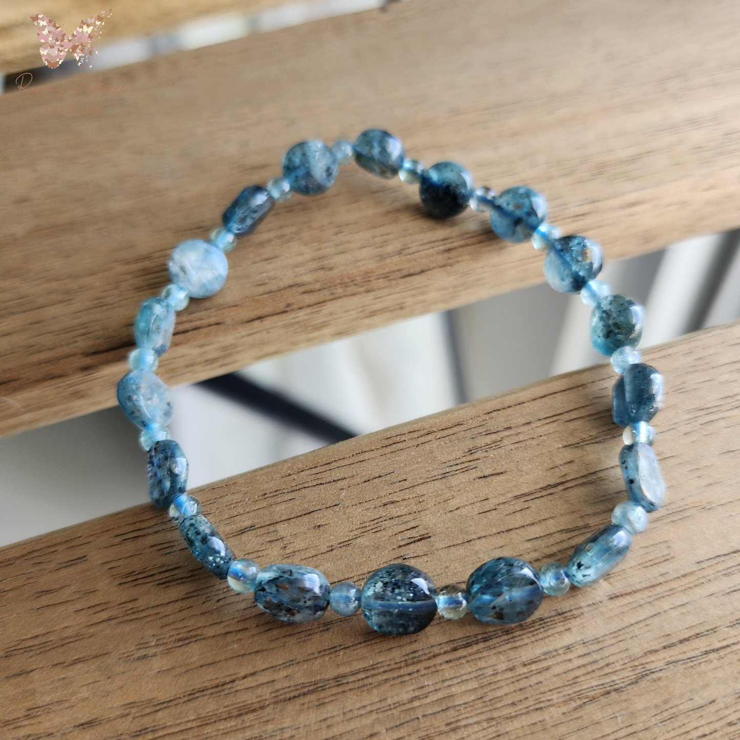 Natural Kyanite Bracelet | Blue-Green Faceted Crystal | Elastic Fit, Healing Jewelry | Gelang Kyanite Asli Biru-Hijau｜Tenaga Pemulihan｜Buatan Tangan