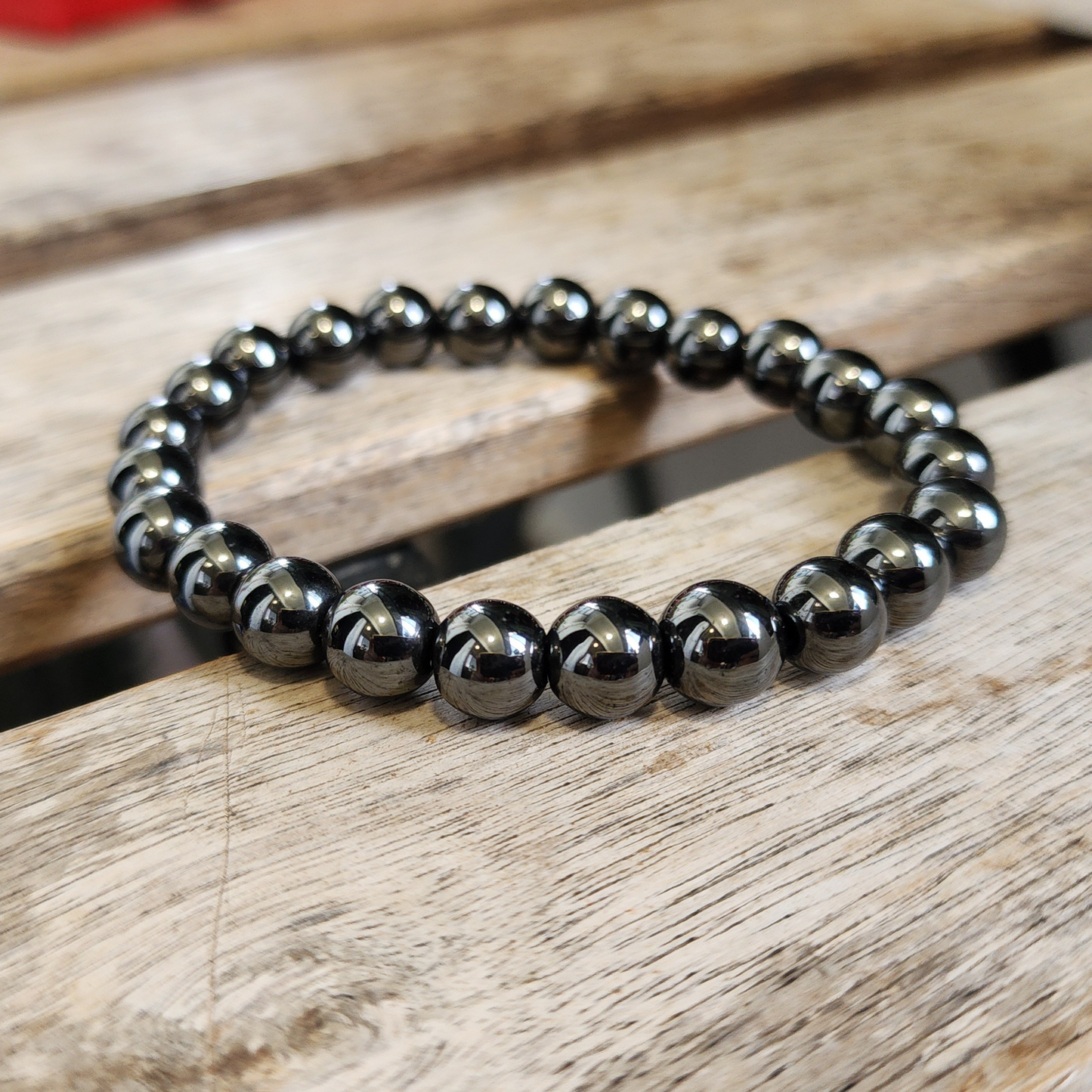 Natural Magnetic Hematite Bracelet | Gelang Hematit Magnetik Asli – Grounding, Calming & Unisex Daily Wear