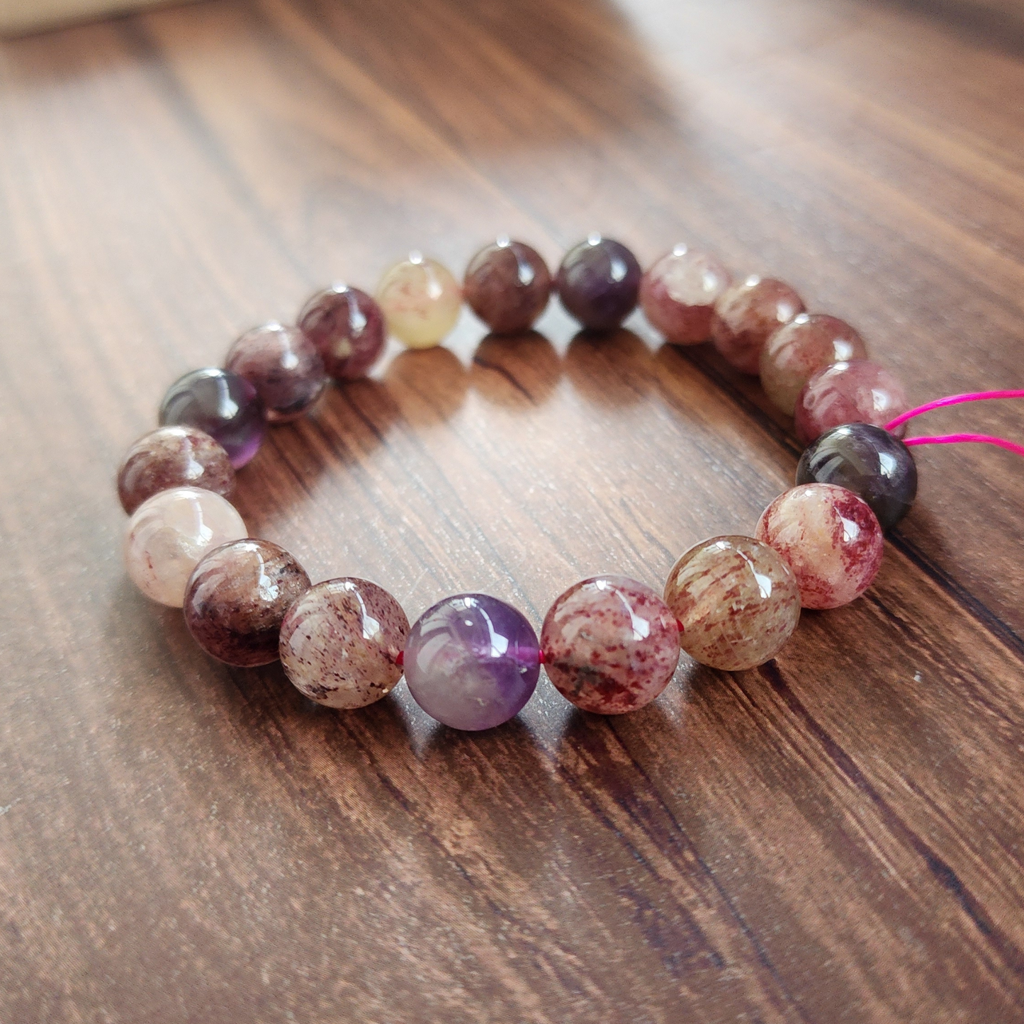 Natural Super 8 Amethyst & Strawberry Quartz Bracelet – Love Energy, Calm & Protection | Gelang Amethyst & Quartz Semula Jadi – Tenaga Cinta & Keseimbangan