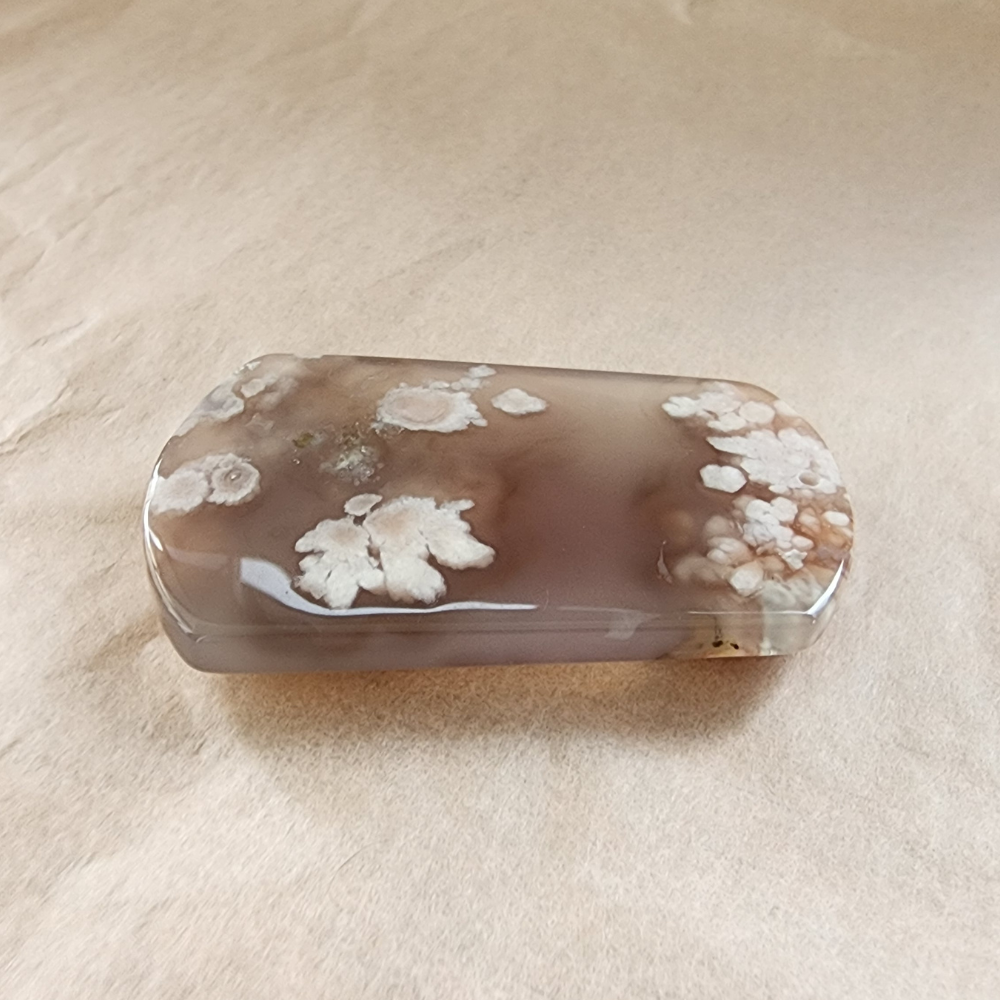 Natural Sakura Agate Pendant | Loket Semula Jadi Sakura Agate | Polished Crystal with Through-Hole for DIY Necklace & Jewelry Making