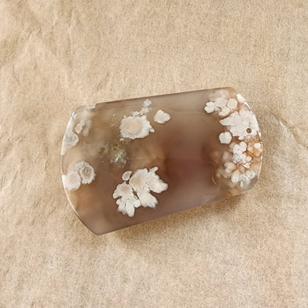 Natural Sakura Agate Pendant | Loket Semula Jadi Sakura Agate | Polished Crystal with Through-Hole for DIY Necklace & Jewelry Making